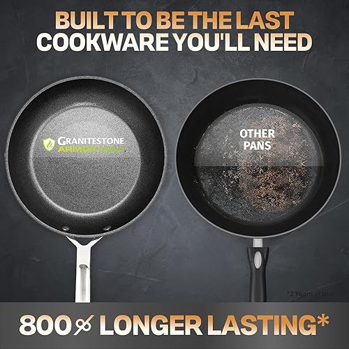Miniatura 2 de Granitestone Sartenes antiadherentes de 8 pulgadas, sartén anodizada dura para cocinar huevos, tortilla, sartén antiadherente, sartenes de inducción