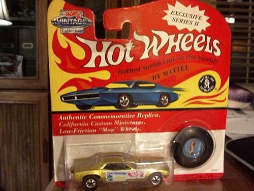 1993 Hot Wheels Exclusive Series II Don Prudhomme Gold Snake Car con botón a juego