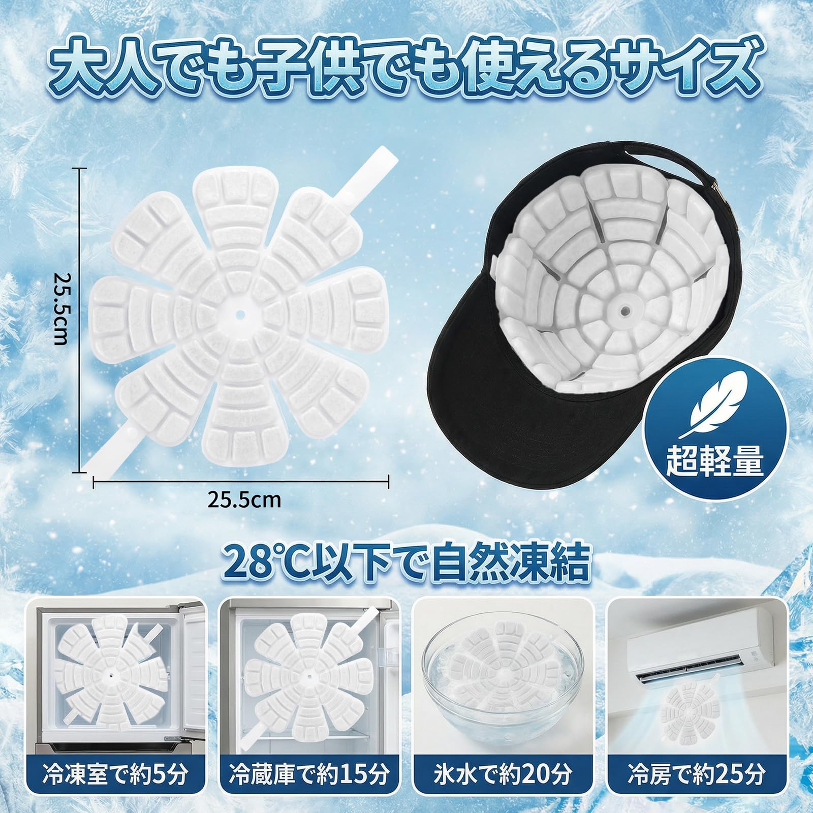 Amazon | Ninonly 帽子 保冷剤 ヘルメット 冷却 28℃自然凍結 PCM
