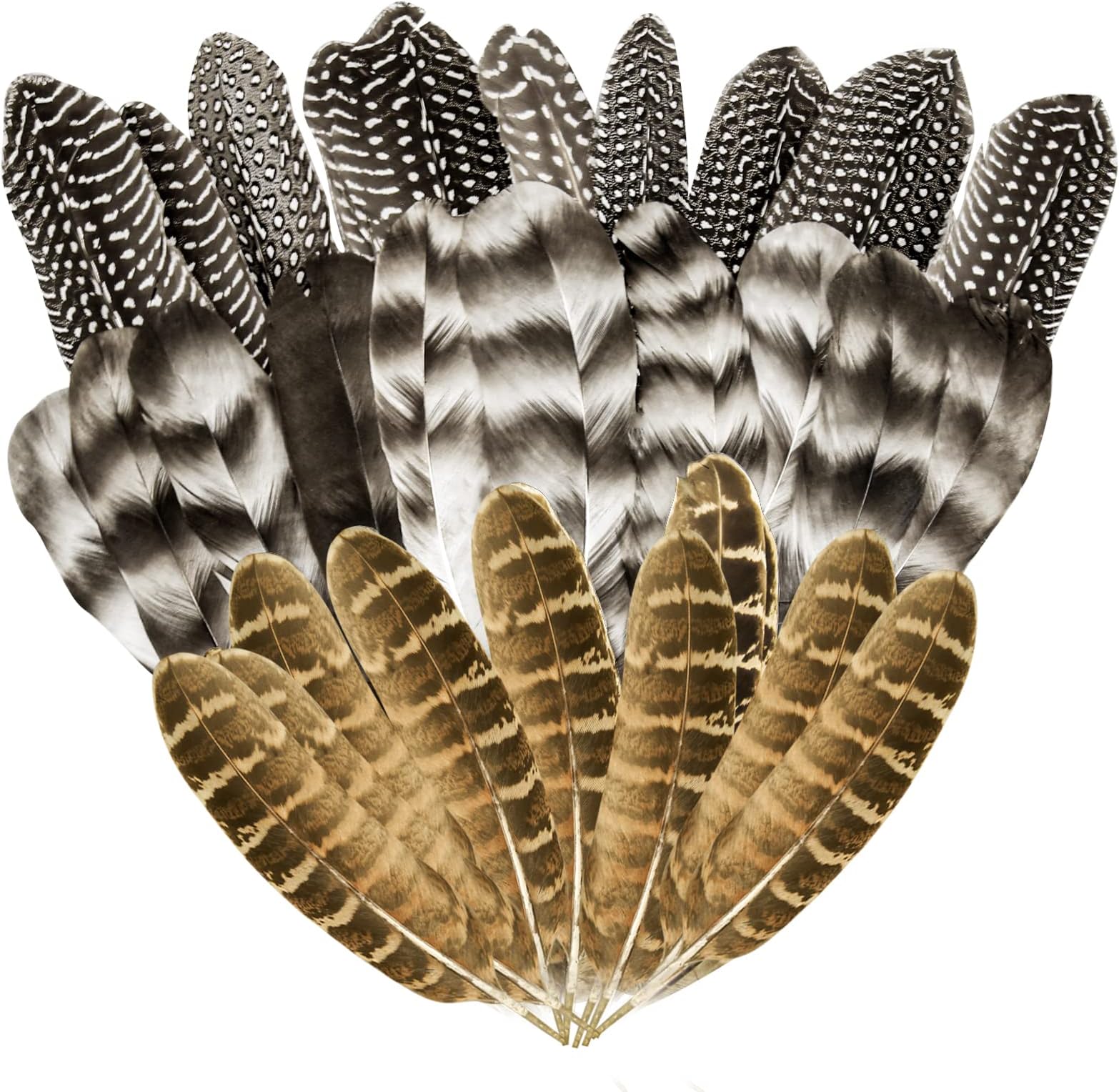 30 Pcs Natural Turkey Feathers, 5.3-7 Inch Craft Feathers Pheasant Feathers for Crafts, 3 Style Mixed Natural Feathers for Carnival Costume Feather Mask Wedding Party Decoration Flower Arrangement