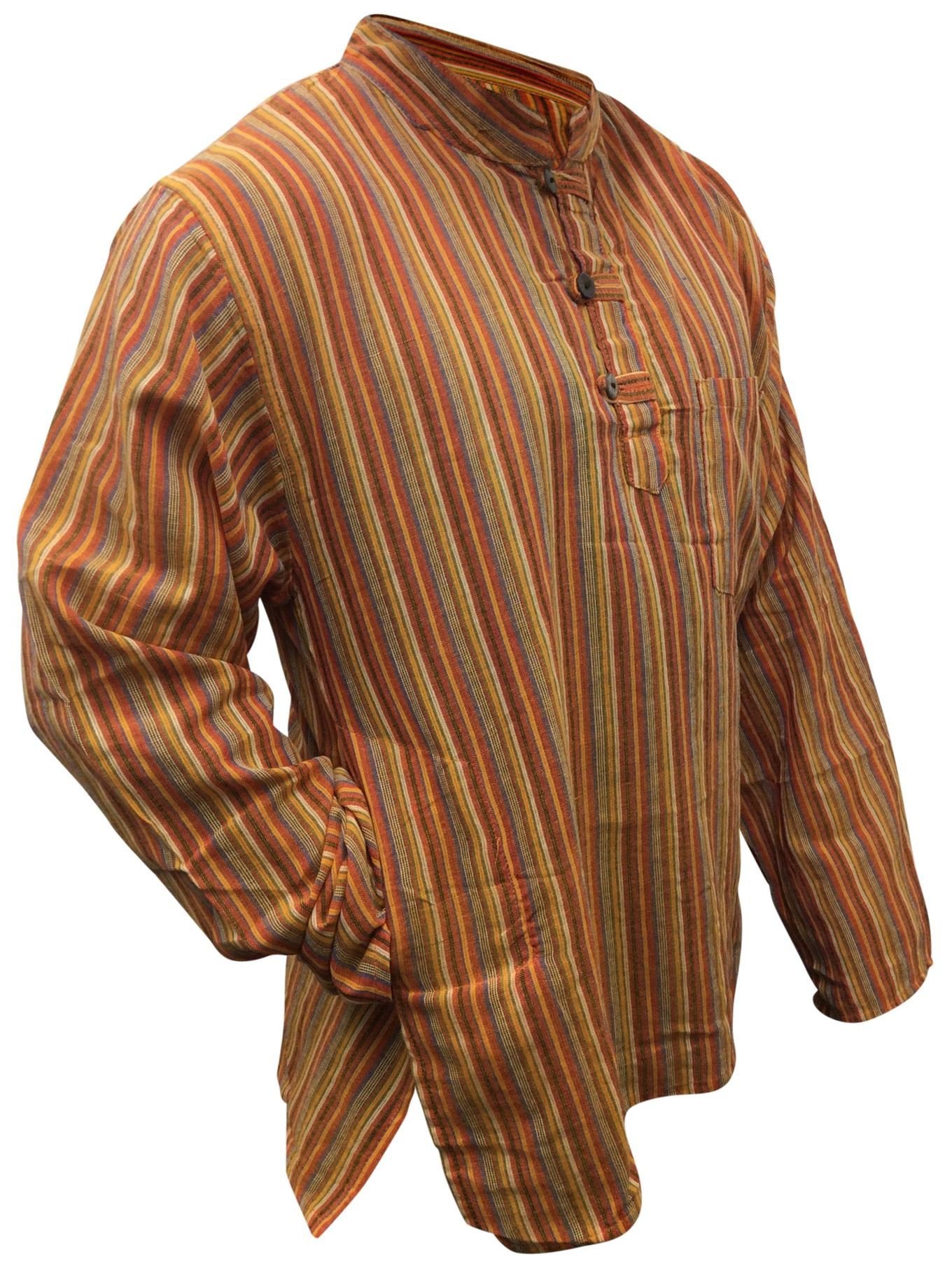 Shopoholic Fashion Camicia da Nonno da Uomo Hippie Mix Dharke Stripes