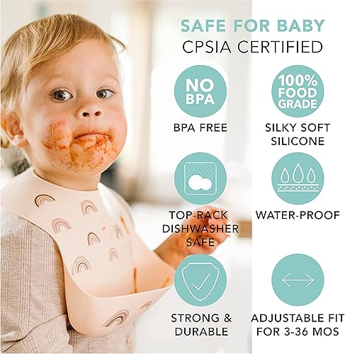 Miniatura 39 de Loulou Lollipop - Babero de silicona suave y resistente al agua para bebés y niños pequeños de 3 a 36 meses, fácil de limpiar, ajustable y agarra