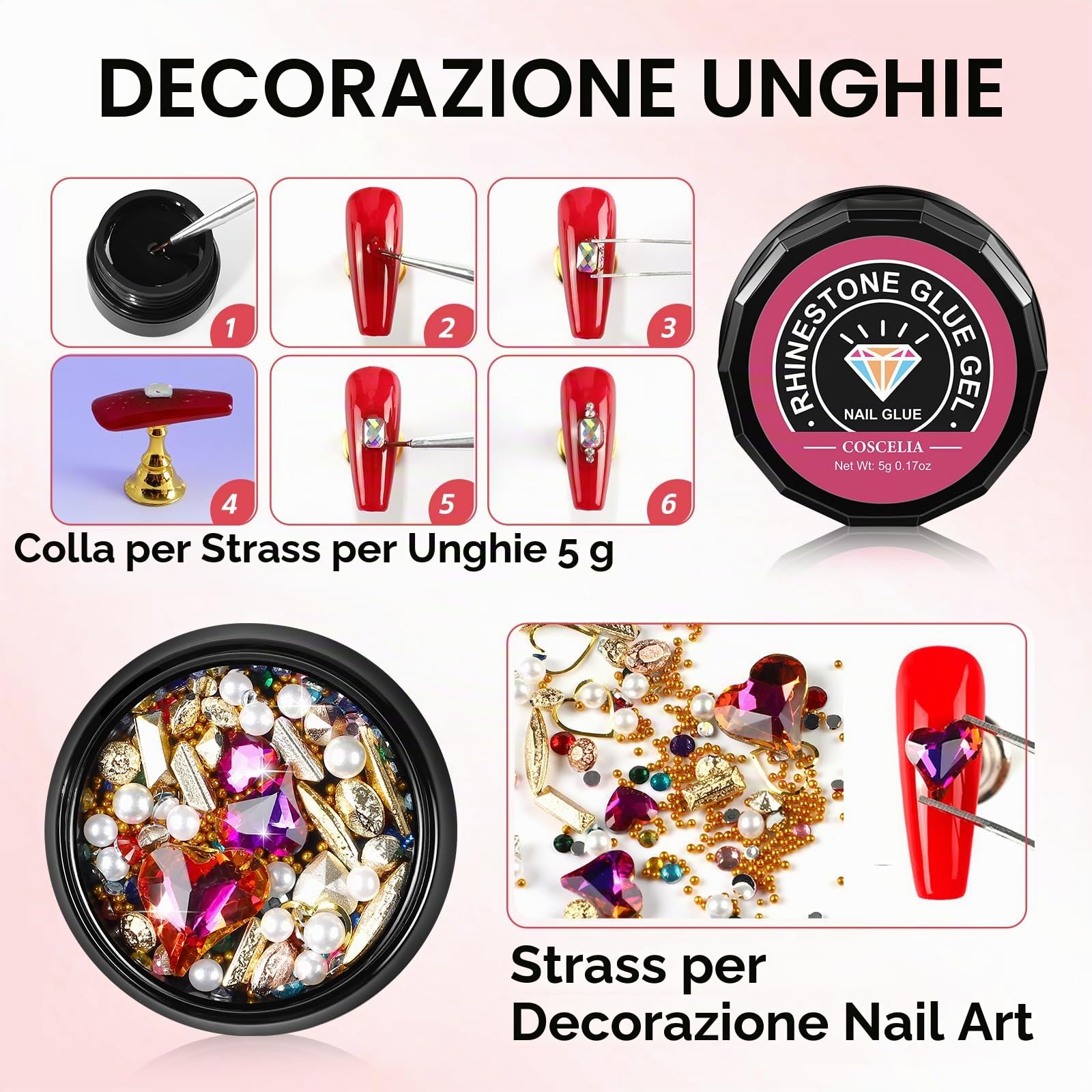Coscelia Kit Ricostruzione Unghie 15 colori 16ml Gel Ricostruzione Unghie con 6W Lampada Unghie, 30ml Slip Solution, Base e Top coat Semipermanente, Kit Unghie Completo per Principianti