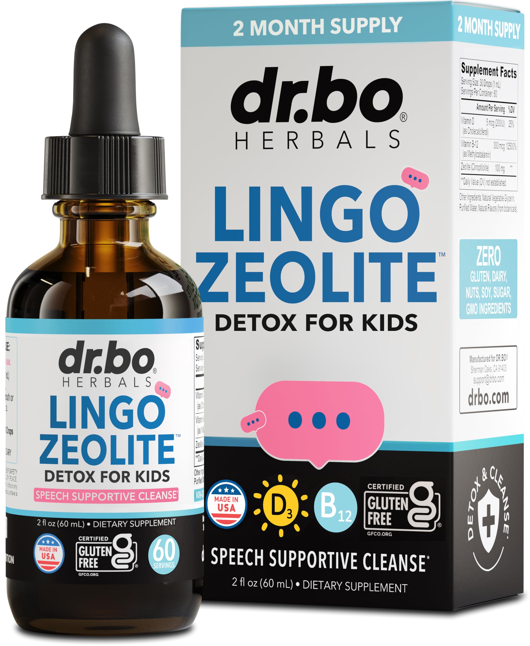 Zeolite Detox for Kids Lingo Drops - Natural Lingo Zeolite Drops for Kids Methylated B12 & D3 Advanced Clinoptilolite - Pure Extra Clinoptilolite Leap Liquid Detox Body Cleanse Supplement Ages 3+, 2oz
