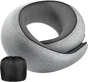 Neck Pillow Airplane,100% Pure Memory FoamTravel Neck Pillow Travel Neck Support Ergonomic &Portable Design Best for Sleeping Plane Car Train Office Flight (Small Grey)