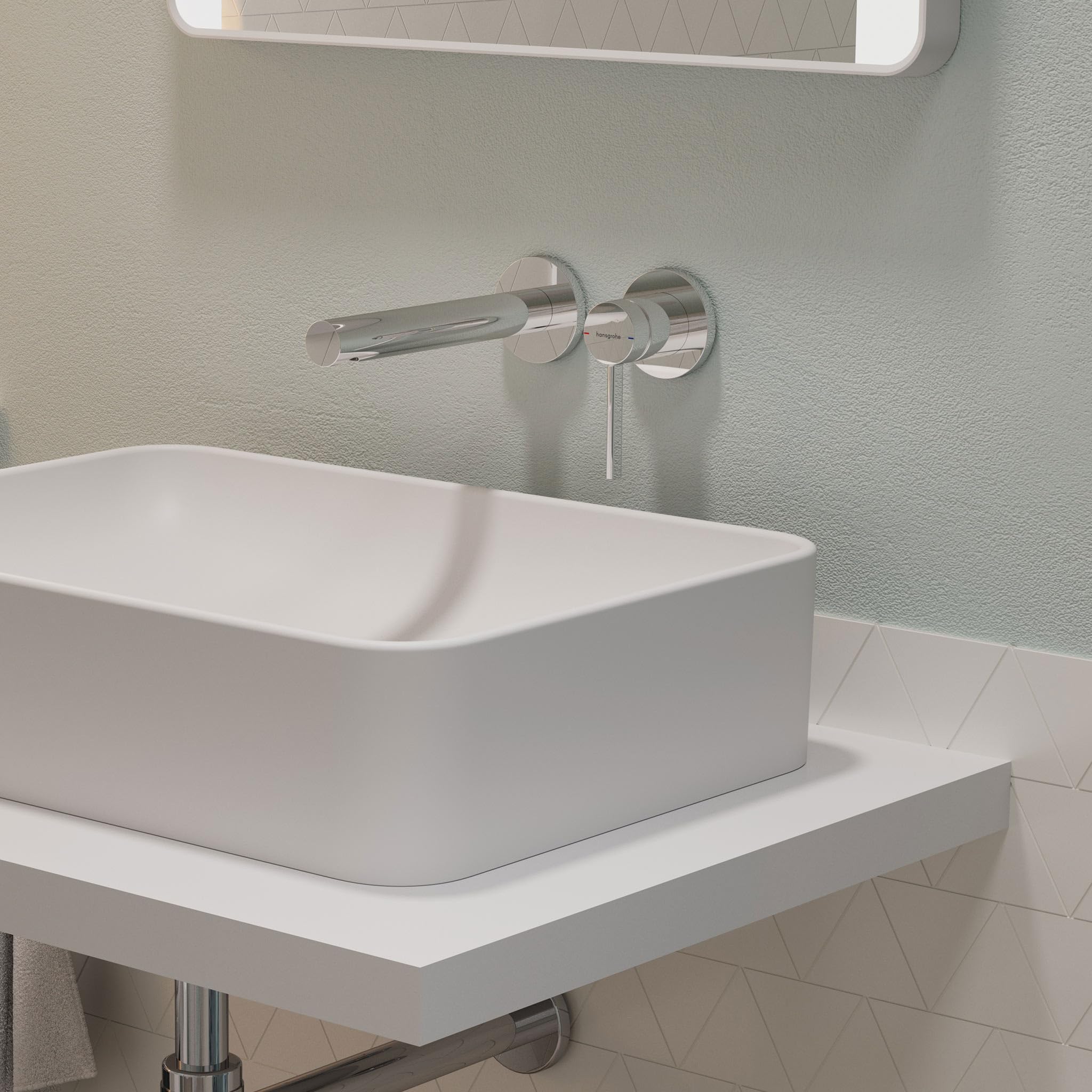 hansgrohe Zesis S - bateria umywalkowa podtynkowa do montażu na ścianie z zestawem odpływowym, kran łazienkowy z długością wylewki 19,4 cm, oszczędność wody (EcoSmart+), chrom, 74750000