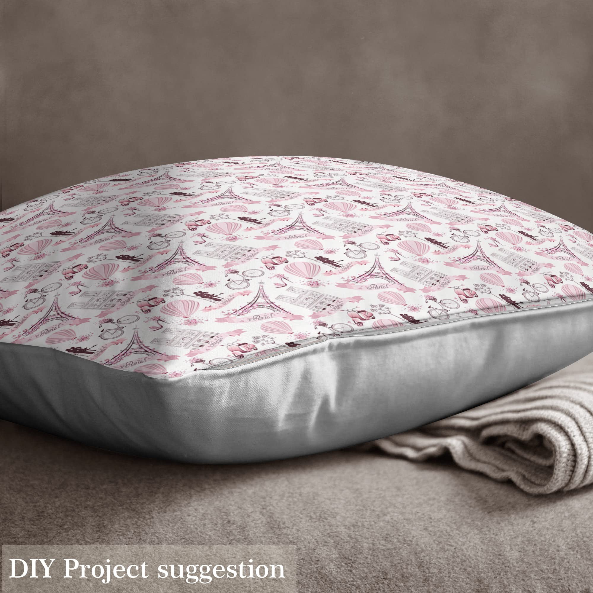 Eiffel Tower Upholstery Fabric by The Yard,Romantic French Paris Decorative Fabric for Upholstery and Home DIY Projects,Valentines Day Floral Waterproof Outdoor Fabric,2 Yards,(L184*W150cm) Pink Rose - Image 3