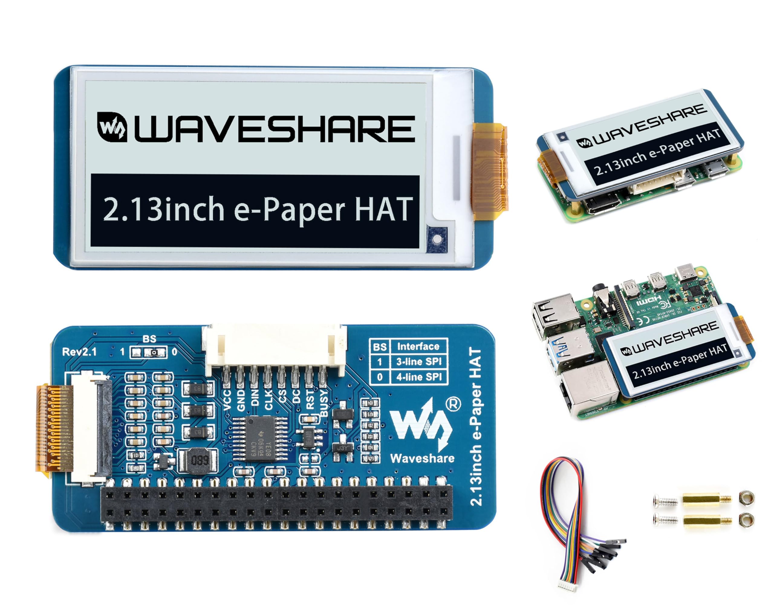2.13" E-Ink Display HAT - Für Raspberry Pi, 250x122 Pixel