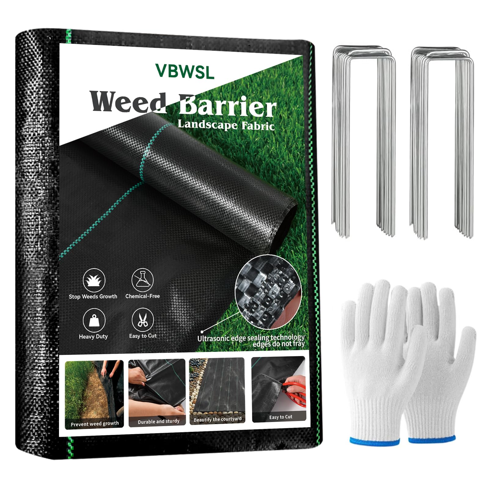 VBWSL Weed Fabric Barrier Heavy Duty, 3FT x 100FT 3.2oz Garden Weed Blocker Fabric, landscaping fabric, Weed Control Fabric Ground Cover Gardening Mat-image-15