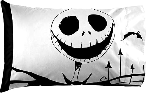 Jay Franco Nightmare Before Christmas Together - Juego de 1 funda de almohada Ropa de cama infantil súper suave de doble cara (producto oficial)