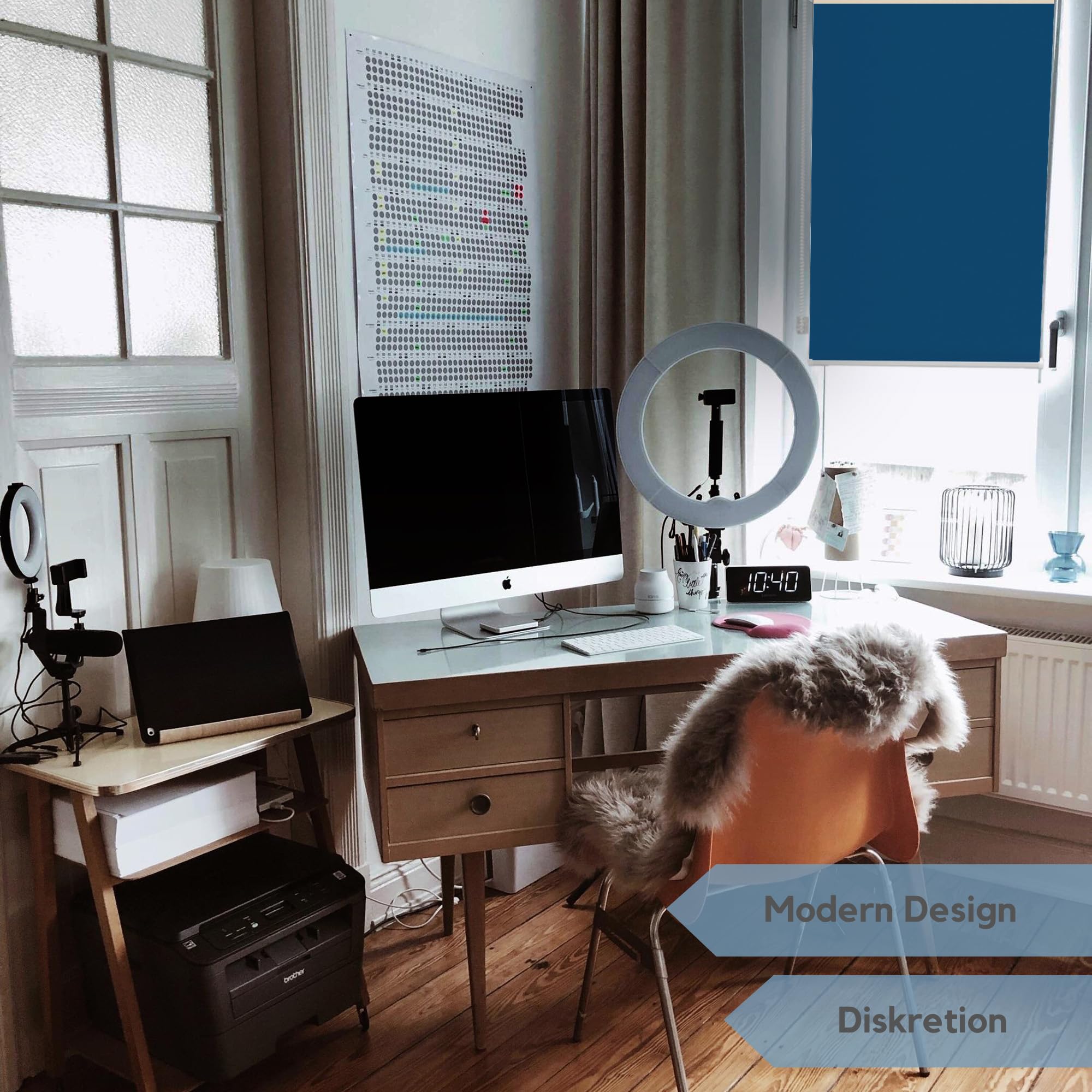 Zero Home - Store Thermique à Enroulement sans Percage, Réflexion Maximale de Lumière, Economie d'énergie, Fabriqué dans L'ue, Occultant 90x220 cm Blau