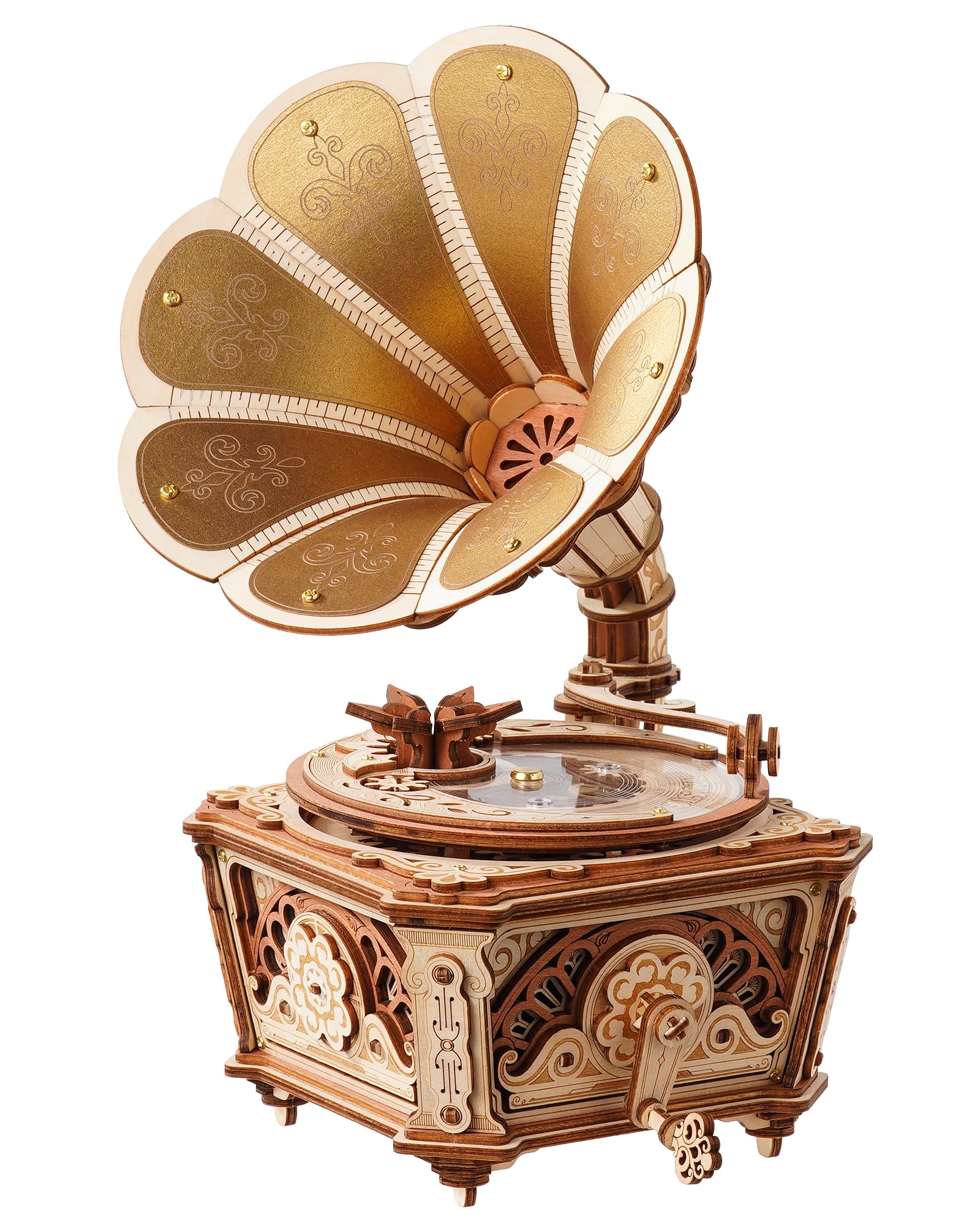 ROKR Vintage Gramophone 3D Puzzles for Adults – Wooden Music Box & Mechanical Model Build…