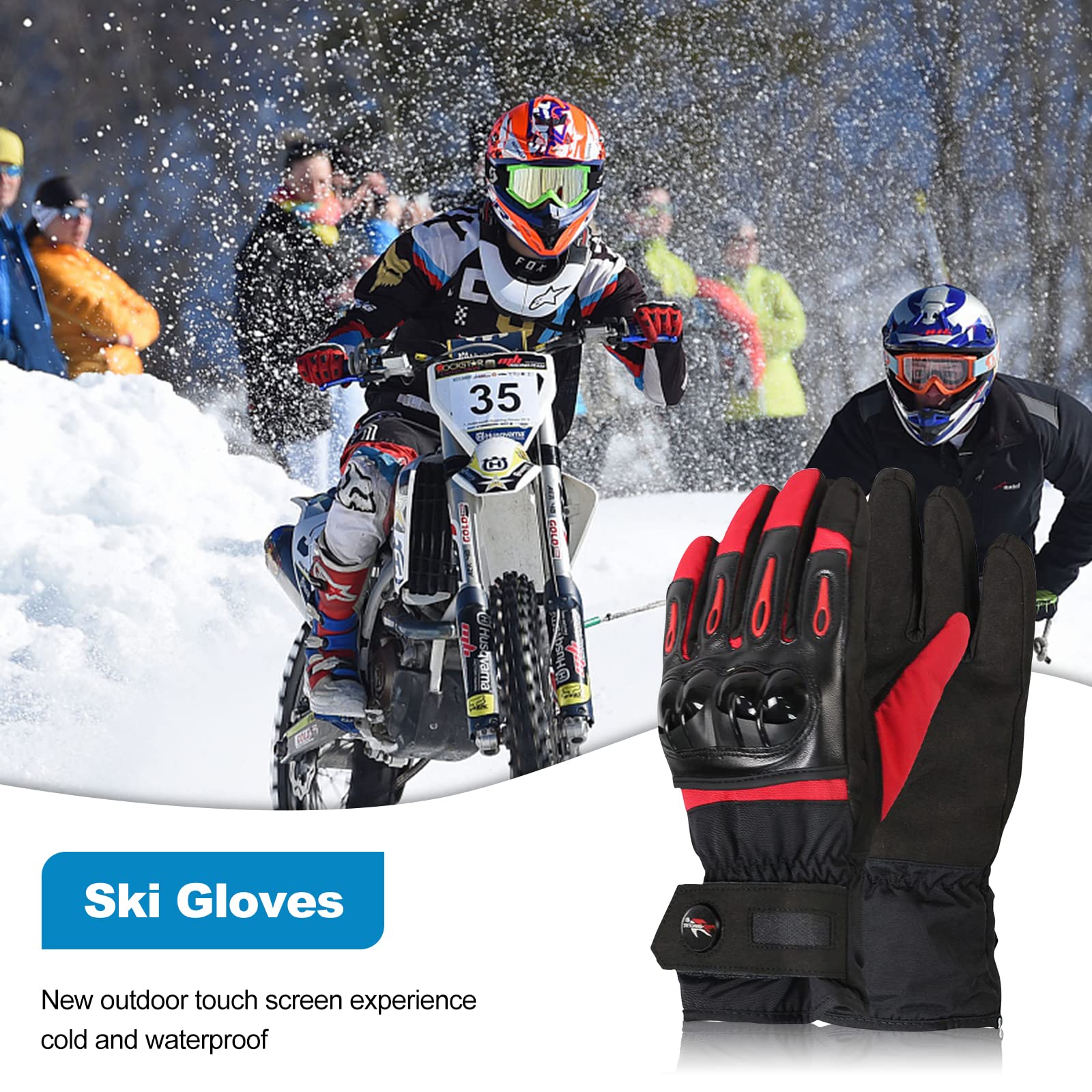Gants de Moto, Gants à Écran Tactile Plein pour Femme et Homme, Gants Moto Coupe-Vent et Coupe-Froid pour VTT, Moto Cross, Scooter, Vélo et Autres Sports de Plein Air