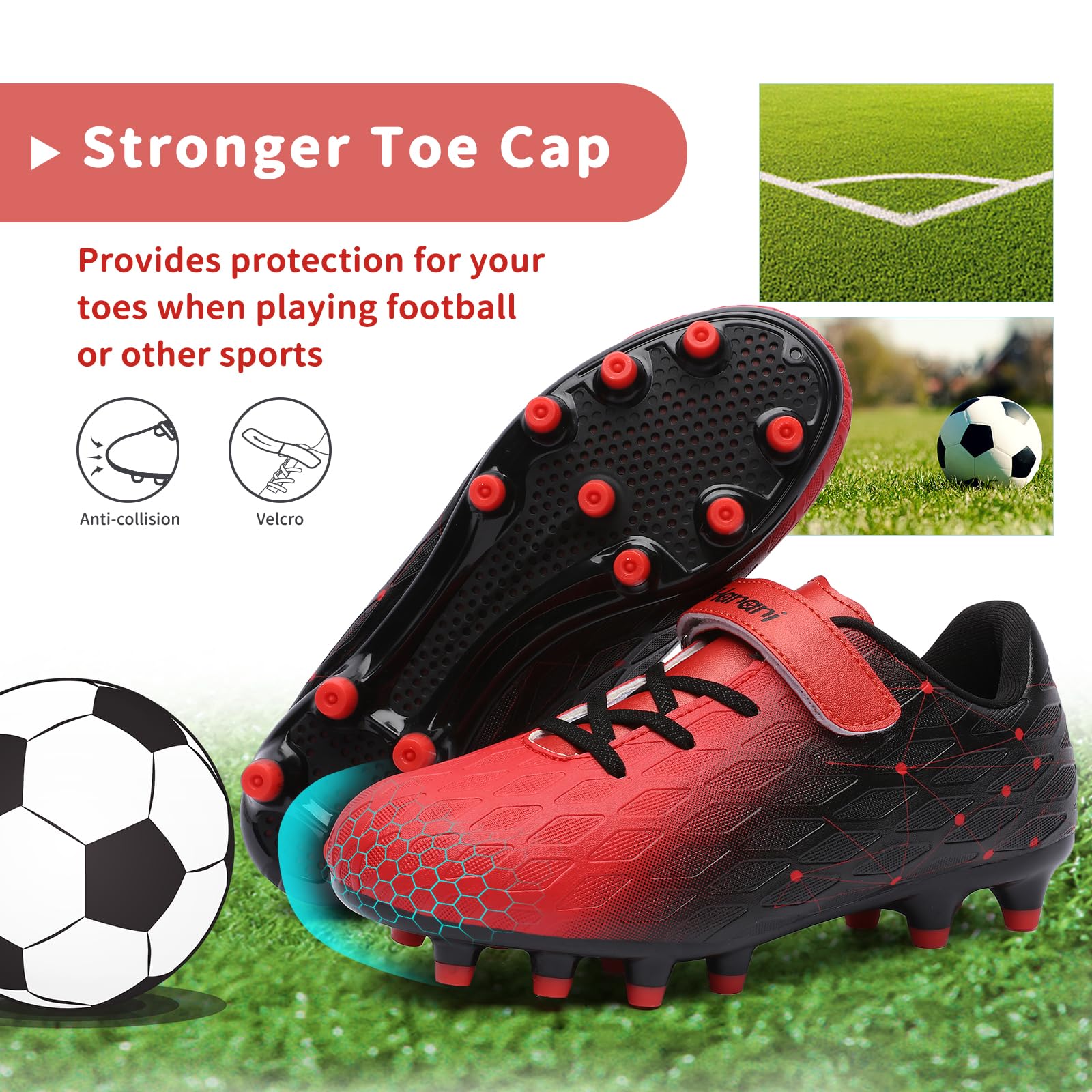 Boys Football Boots Shoes Kids Girls FG/AG Soccer Athletics Training Sport Running Shoes Profession Competition Teenager Indoor Outdoor Cleats Sneakers for Unisex — view 6
