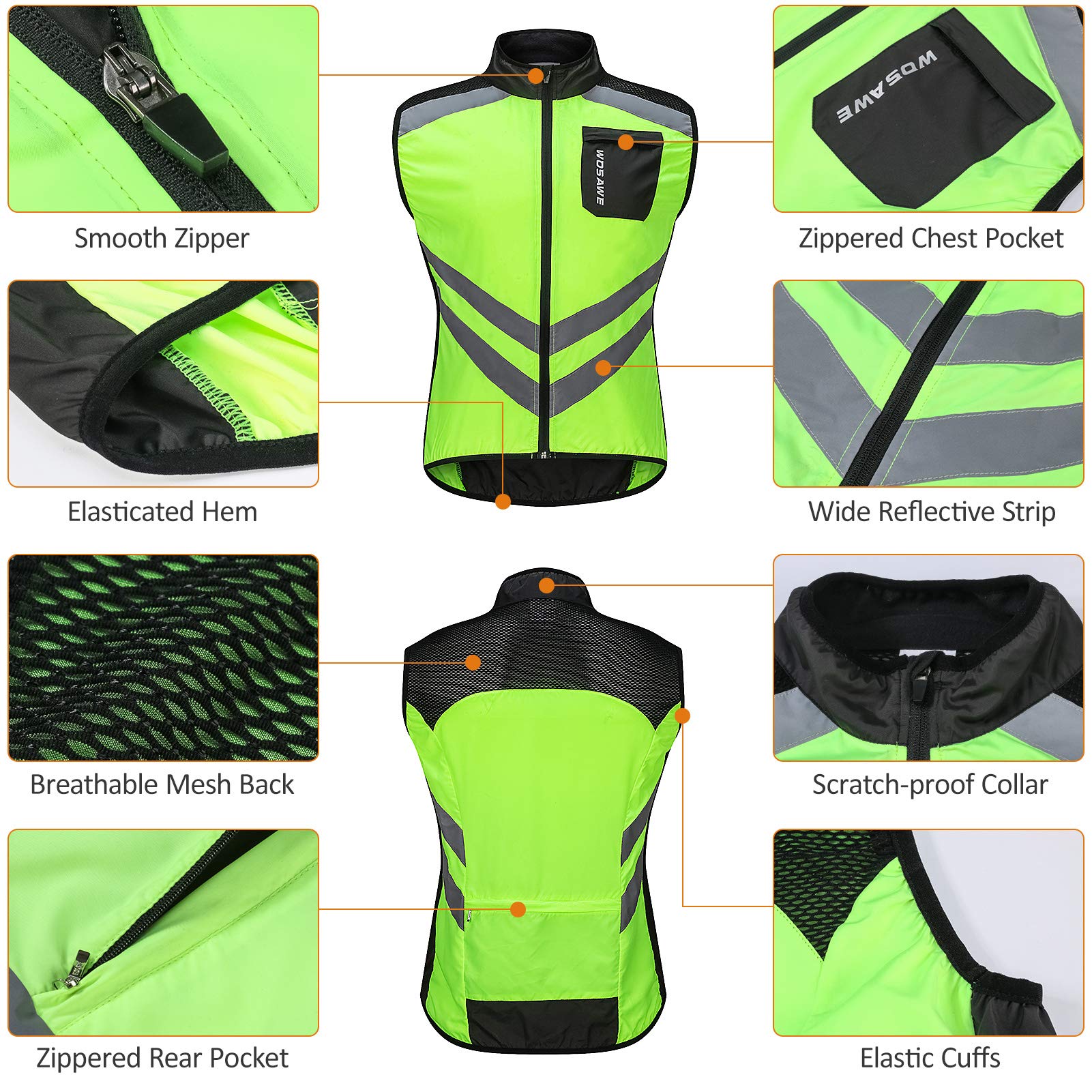 Lixada Gilet de Cyclisme à LED, Hommes cyclisme gilet pliable à séchage rapide respirant réfléchissant sport sécurité vélo gilet pour l'équitation course Jogging randonnée