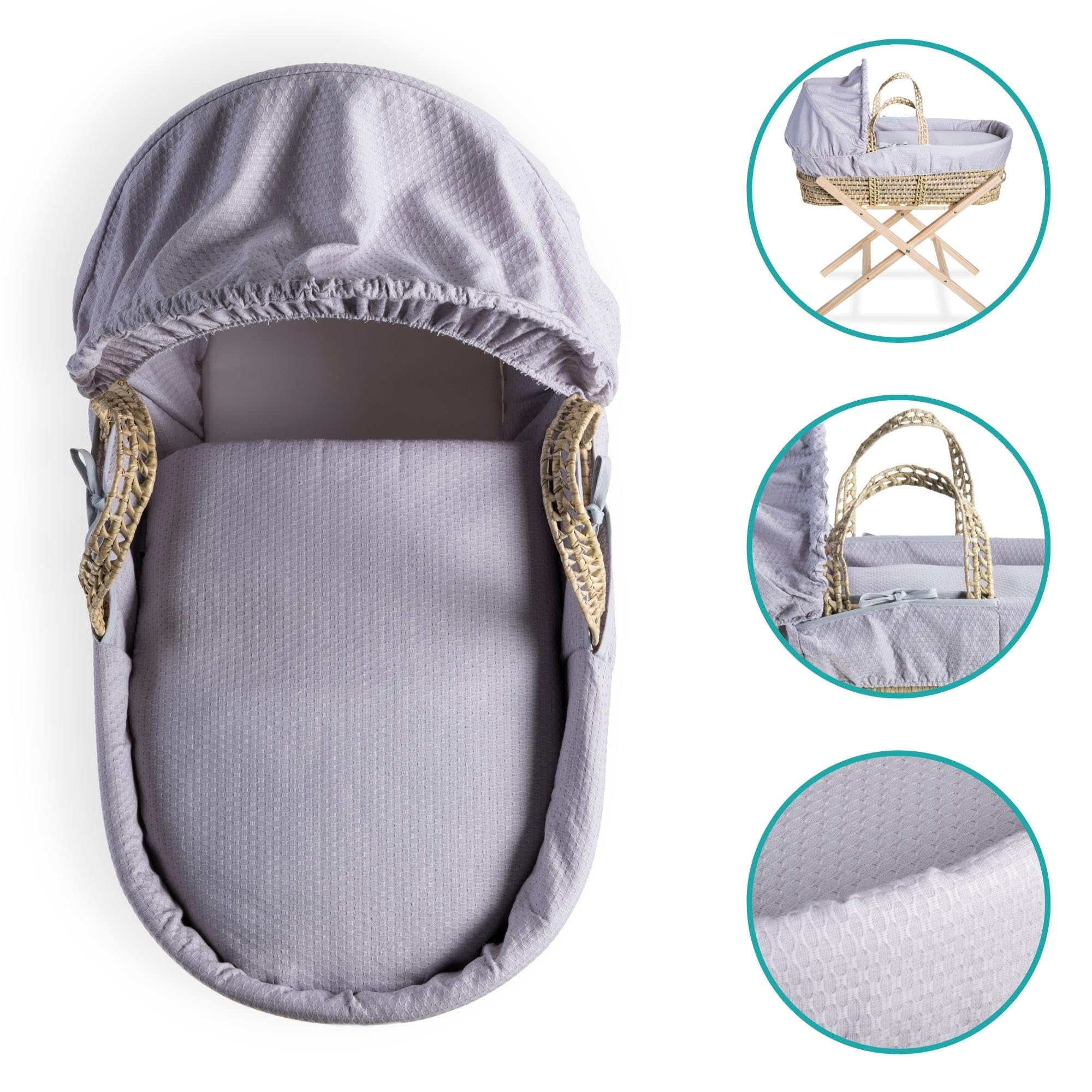 Clair de Lune Cotton Dream Couffin en palmier Gris 75 x 28 cm