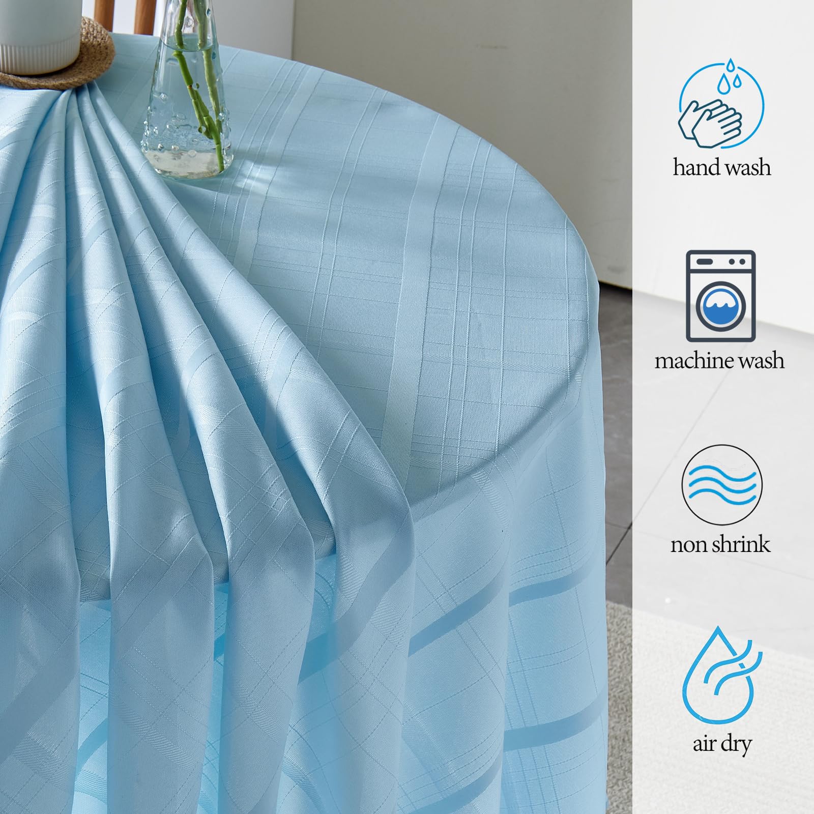 Mebakuk Nappe Ronde En Lin De Style Rustique, Anti-déversement, Infroissable Et Anti-rétrécissement, Pour Salle à Manger Et Utilisation Extérieure (177,8 Cm, Ronde (4 à 6 Places), Lin