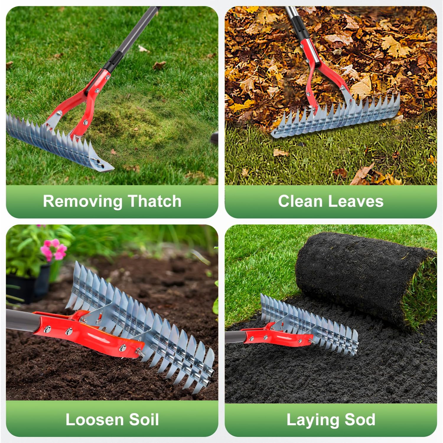 Electra Dethatcher Thatch Rakes For Lawns TOOVEM Thatch Rake, 15