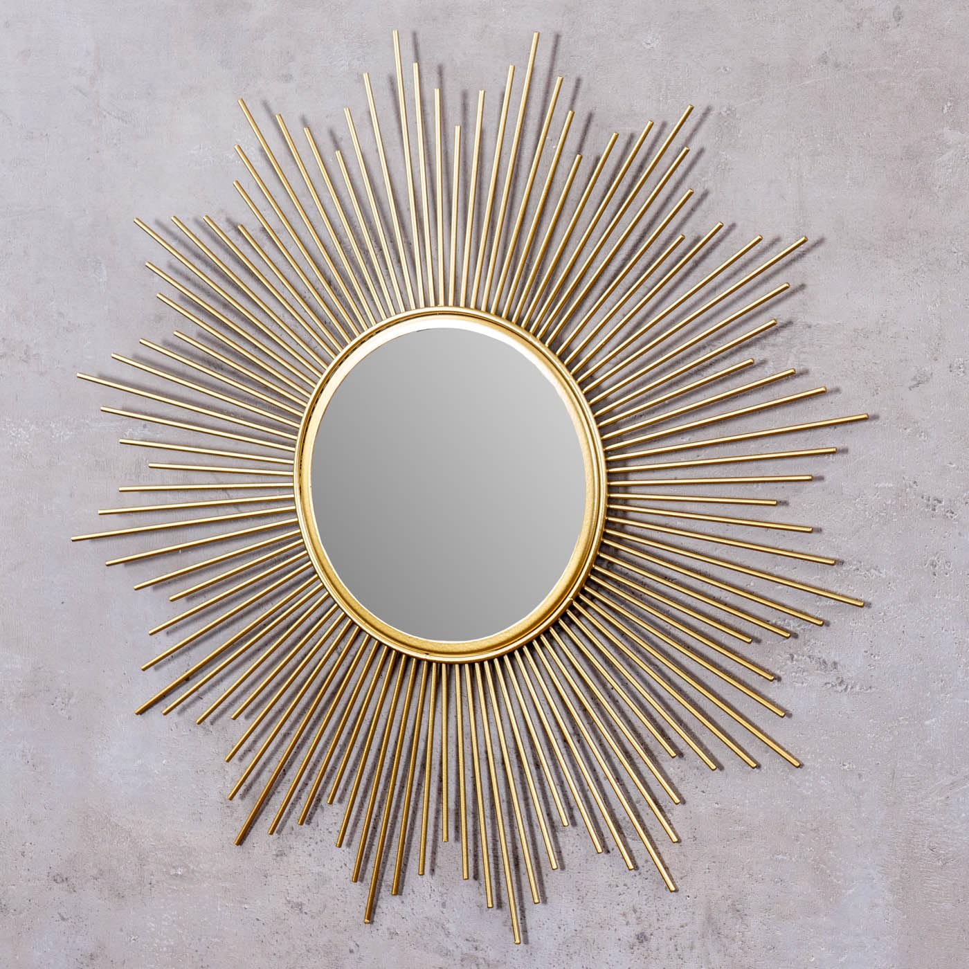 levandeo Specchio da sole dorato, diametro 50 cm, in metallo, decorazione con sole dorato, specchio da parete