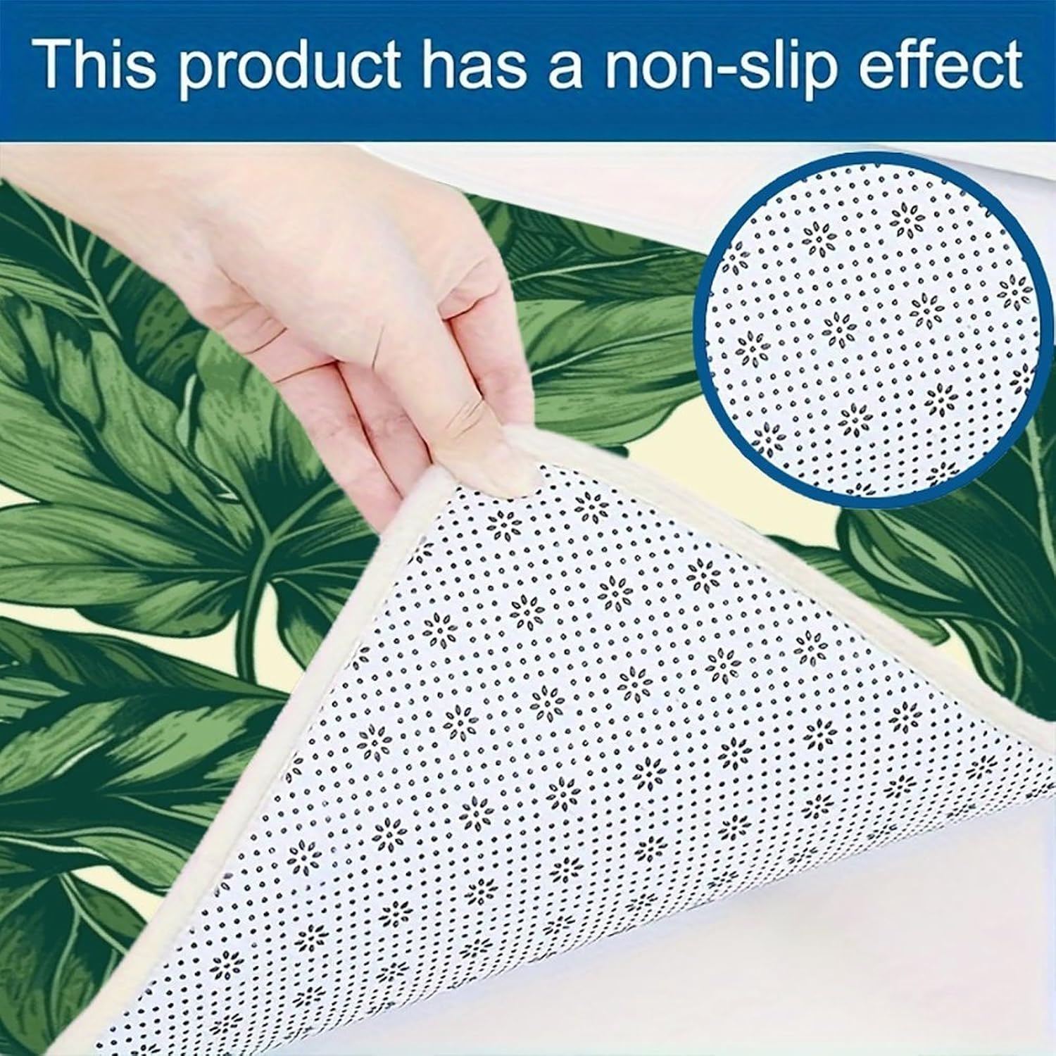 Green Foliage Botanical Kitchen Mats with 2PCS Non-Slip Washable,Kitchen Rug Heavy Duty Durable, Floor Mats for Kitchen,Office,Sink,Laundry