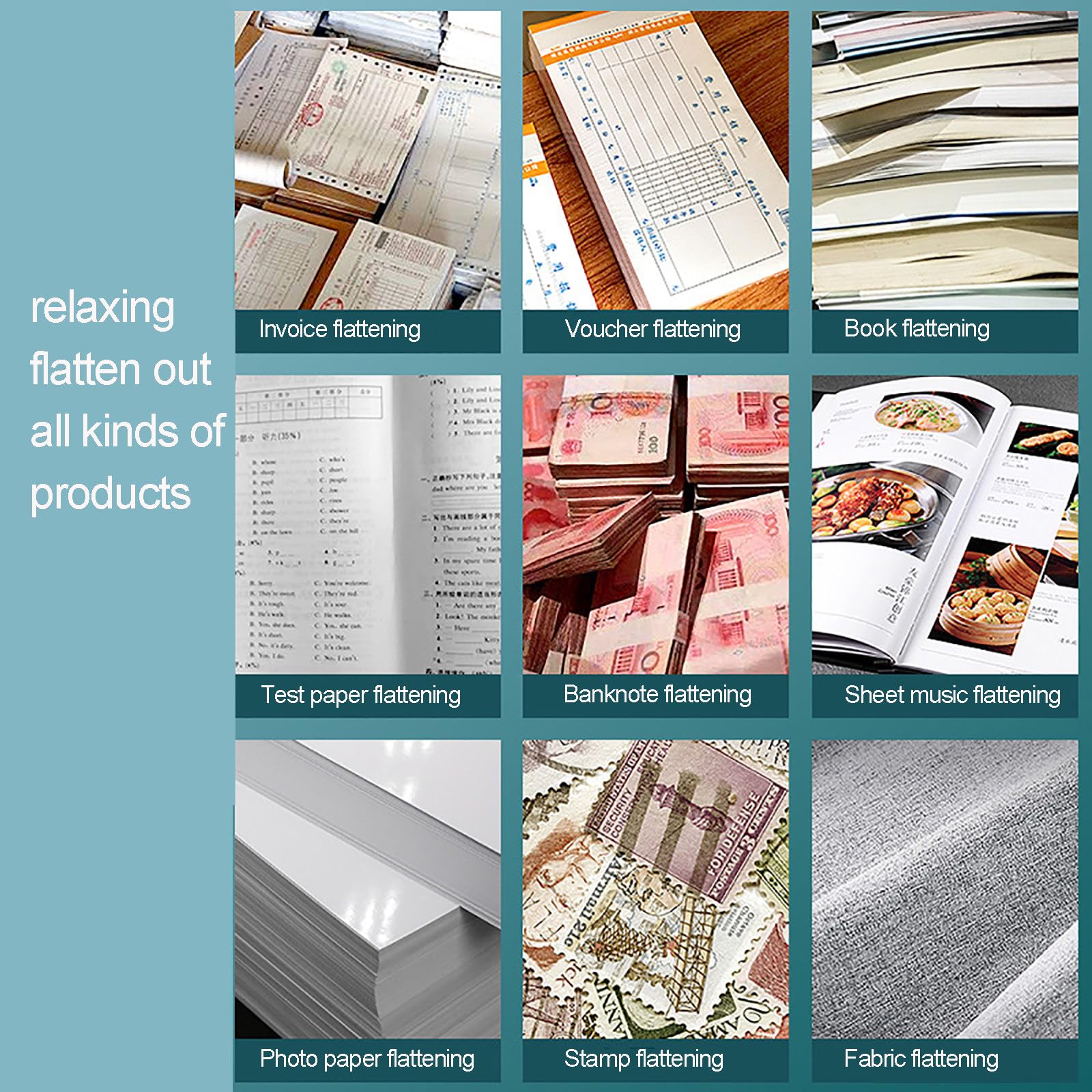 Pressa manuale A3 A4 per appiattire libri, documenti, appunti e francobolli, resistente, ideale per uso domestico o in ufficio
