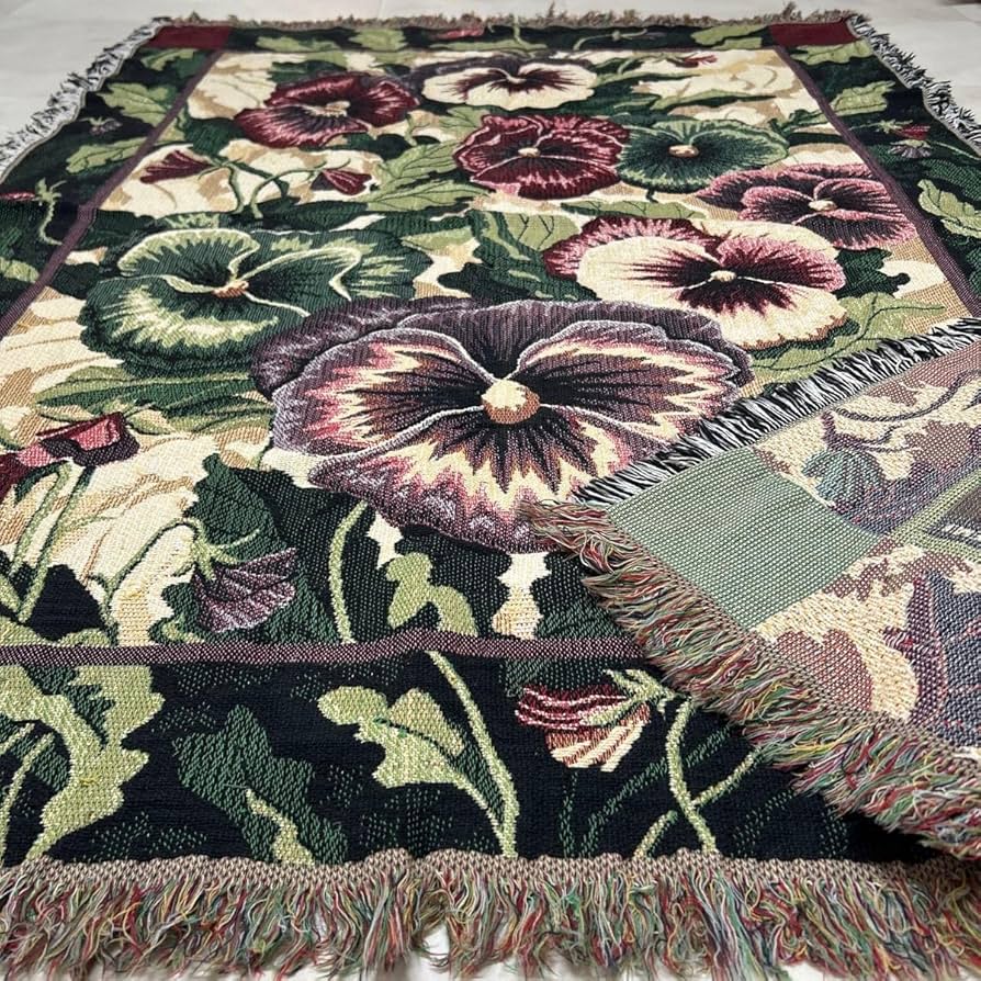 Amazon.co.jp: 花 パンジー マルチカバー ソファーカバー ヴィンテージ