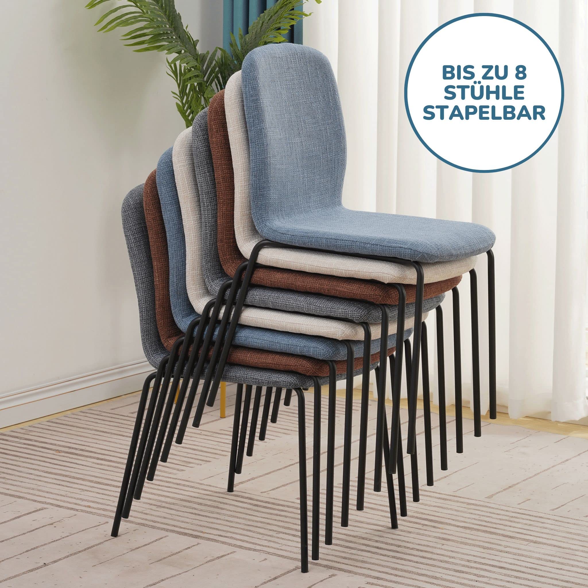 ALBATROS Esszimmerstühle 4er Set ENNA, grau - stapelbar, bequemer Polsterstuhl - Eleganter Küchenstuhl, Stuhl Esszimmer oder Esstisch Stuhl, Konferenzstuhl