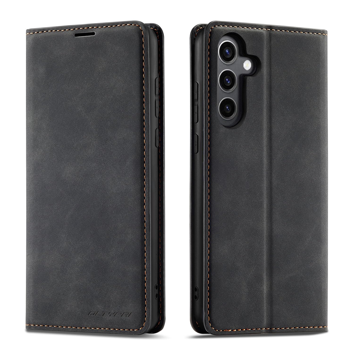 QLTYPRI Case for Samsung Galaxy S24 FE, Premium PU Leather Cover TPU Bumper with Card Holder Kickstand Hidden Magnetic Adsorption Shockproof Flip