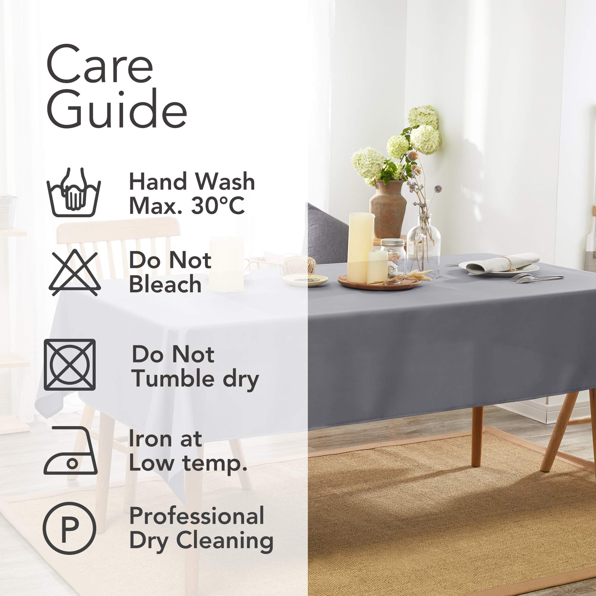 Deconovo Tovaglia Impermeabile Rettangolare Copritavolo Elegante Tinta