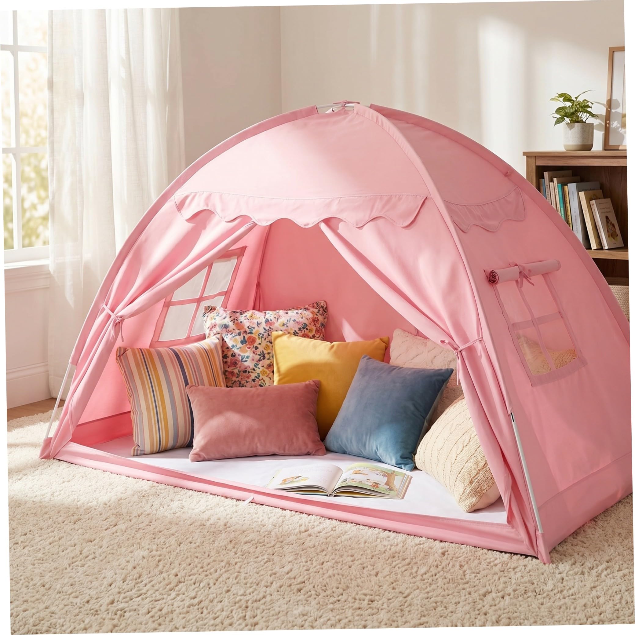 Cabilock Tienda de campaña Individual para en Interiores, Tienda de Juegos con Forma de casita, para Dormir y Jugar, tamaño 194 * 98 * 120 cm