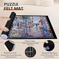 Vista 3 de Tapete enrollable para rompecabezas – 1500 1000 500 piezas, tapete para rompecabezas negro enrollable de fieltro, bandejas para guardar y clasificar