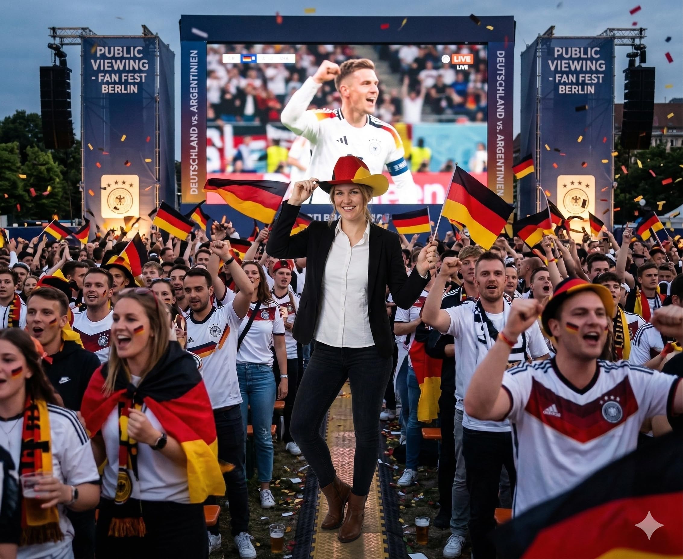 10er Set Cowboyhut Deutschland Schwarz-Rot-Gold | Fanartikel Filzhut für EM, WM & Public Viewing | Fußball Partyhut Kostüm für Erwachsene