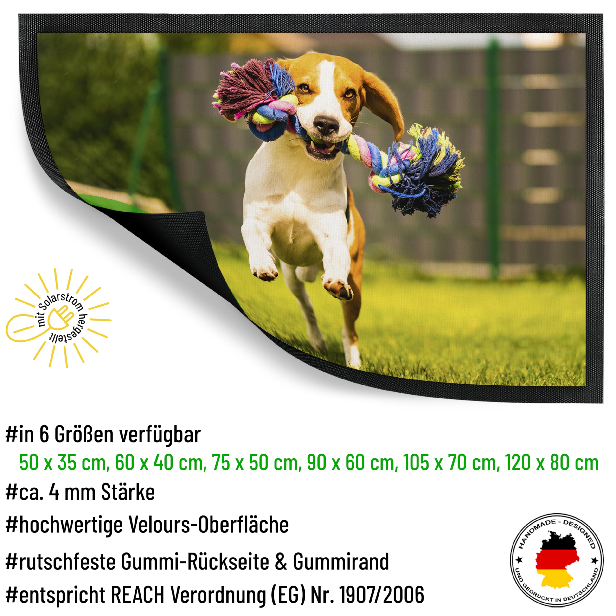 Foto-Fußmatte 90x60 cm personalisiert mit eigenem Bild, Logo, Design - extra dünne Deko-Türmatte - rutschfeste Rückseite & Velours-Oberfläche - Deko-Matte für Flur & Wohnung - Geschenk zum Einzug