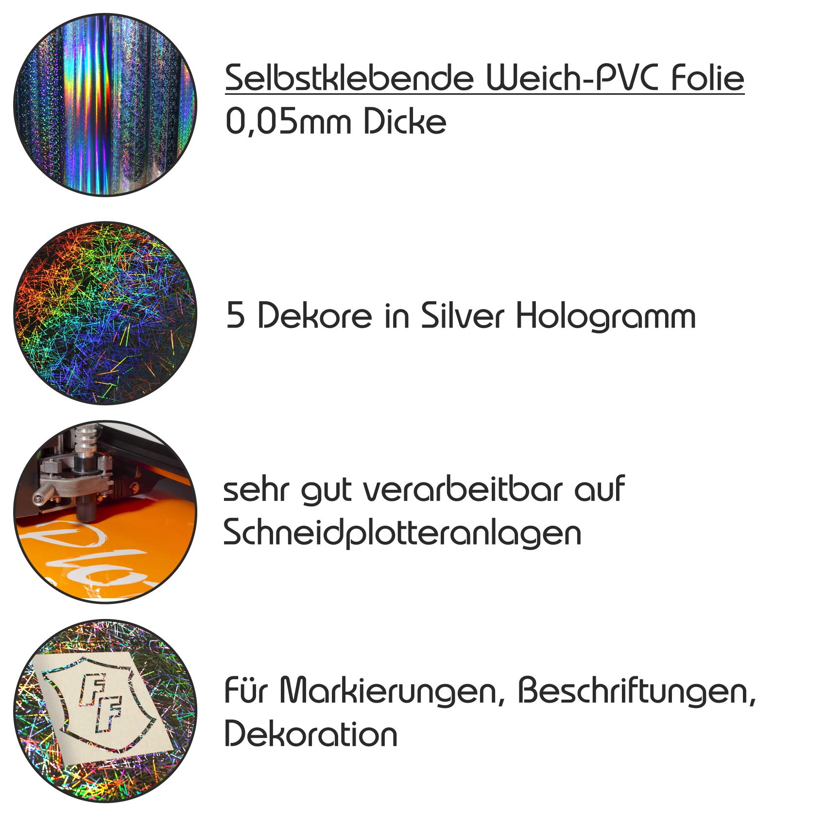 Pellicola Adesiva Olografica Glitterata In Vinile - Arcobaleno, 63 Cm X 1 M - Per Plotter E Decorazioni - 2