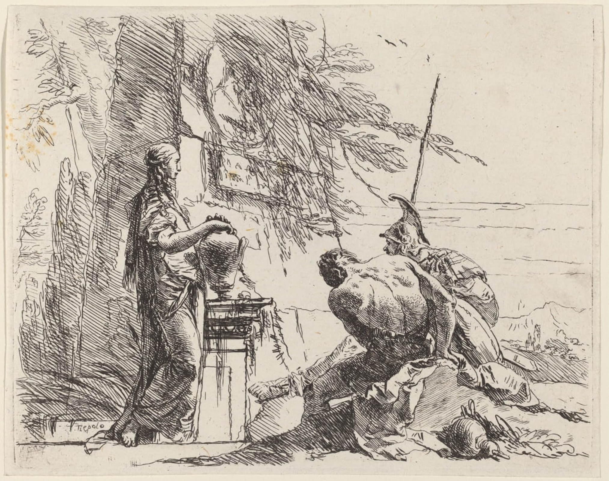 ARTXLXXBN Famous Print Painting Colorful Art Print Standing Woman and Seated Men Before an Obelisk by Battista Tiepolo Canvas Art Decorations for Home Decor 60x90cm