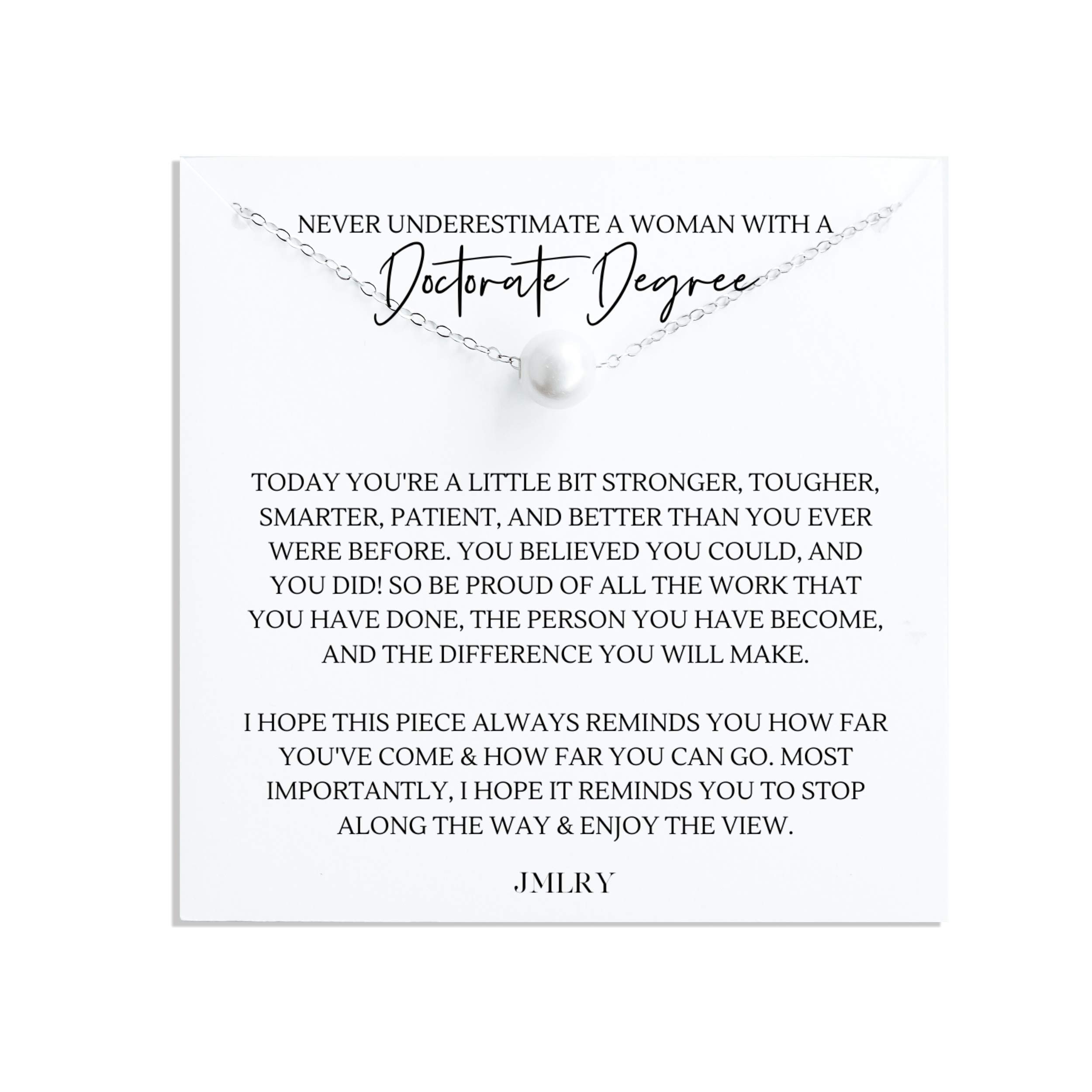 PhD Graduation Gifts for Women, Her, Doctorate Degree Congratulations Grad School Necklace Pearl Sterling Silver