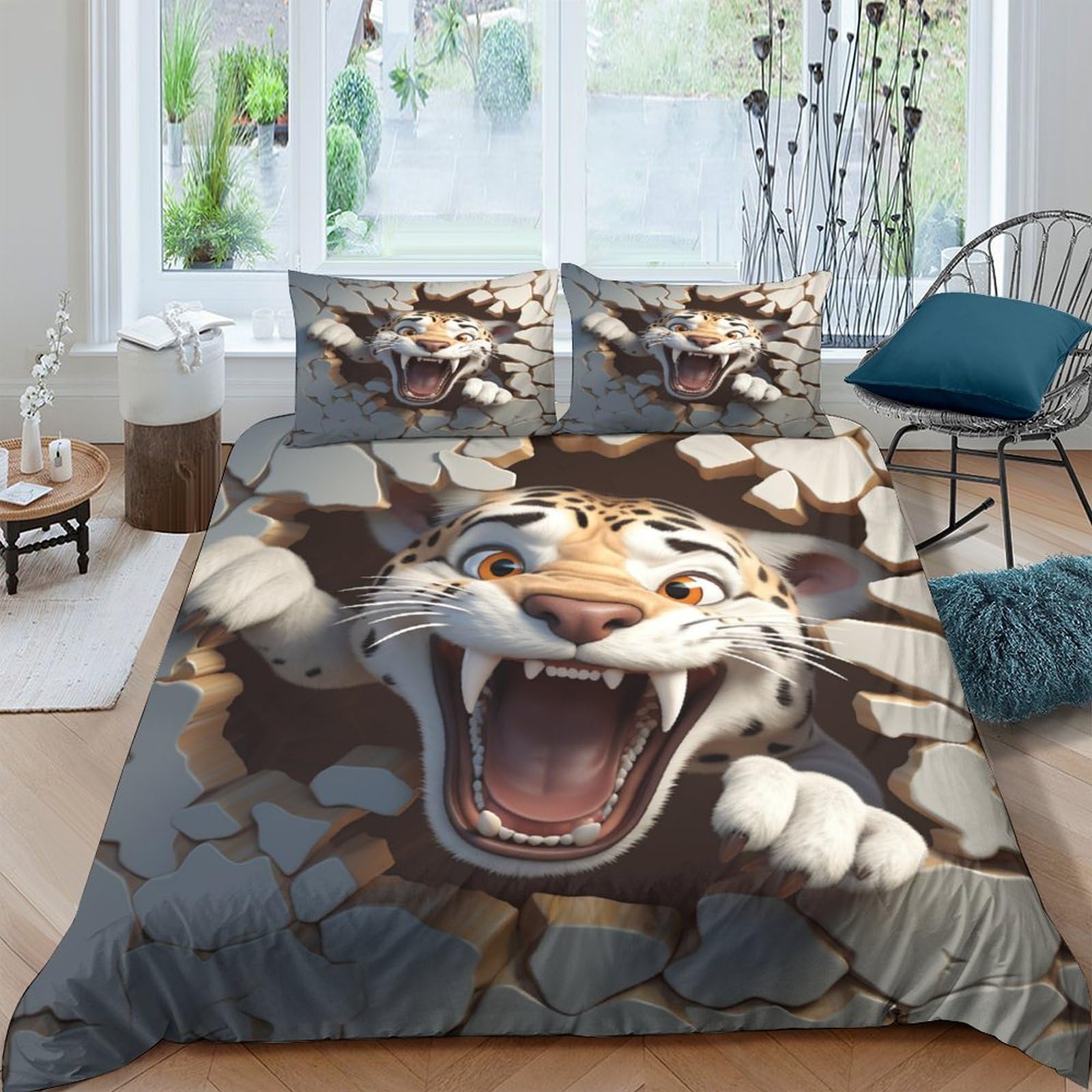 Housses de couettes lit double tigre 3d en microfibre premium