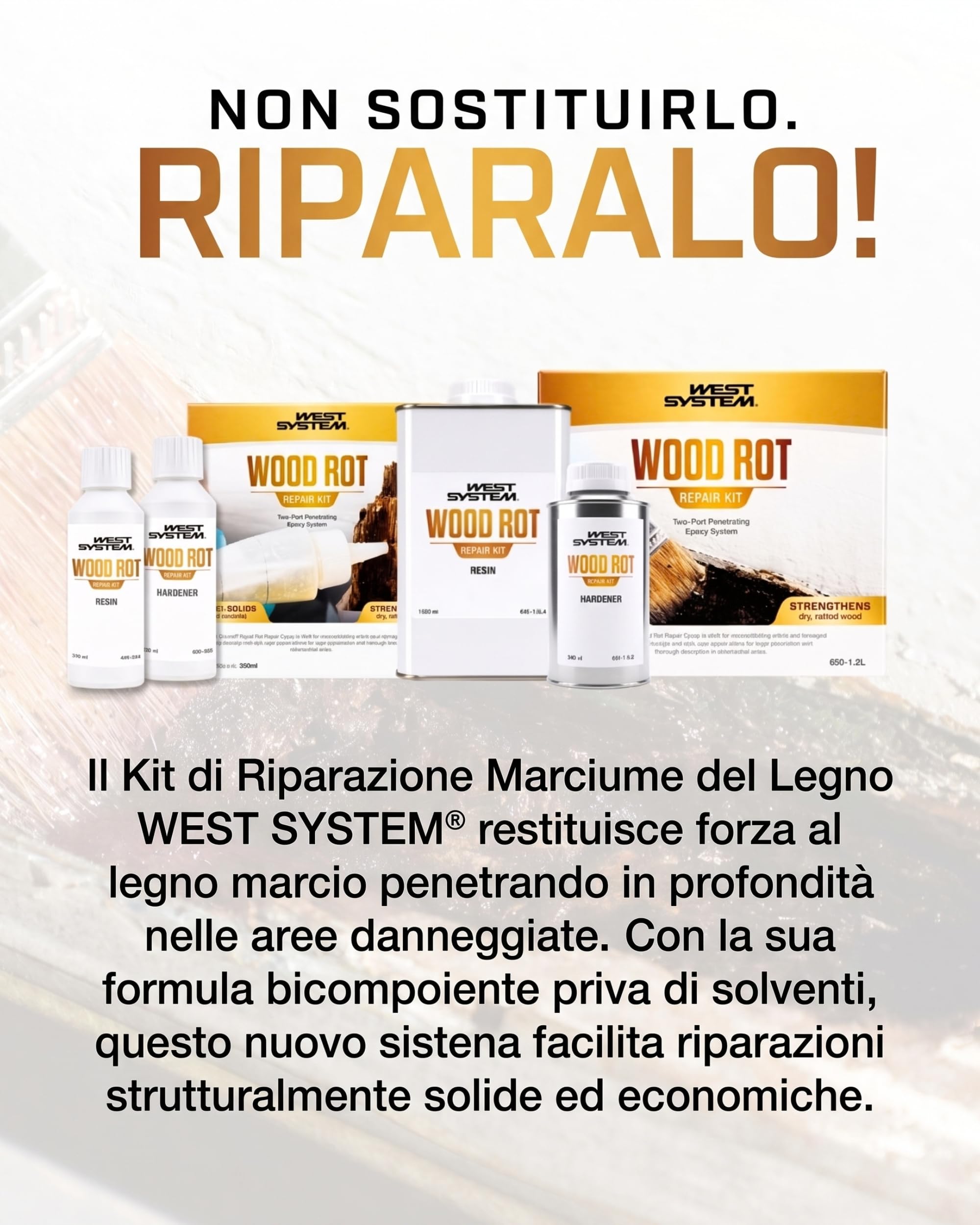WEST SYSTEM Kit Riparazione Legno Marcio - Stucco per Legno, Misura Media