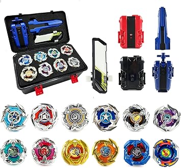 Beybattle Set Gyro Top Burst Blade Toy Combat Battle Game Set Spinning Gift for Boys Ages 8 10 12+ 12 Spinning Tops Tool Box