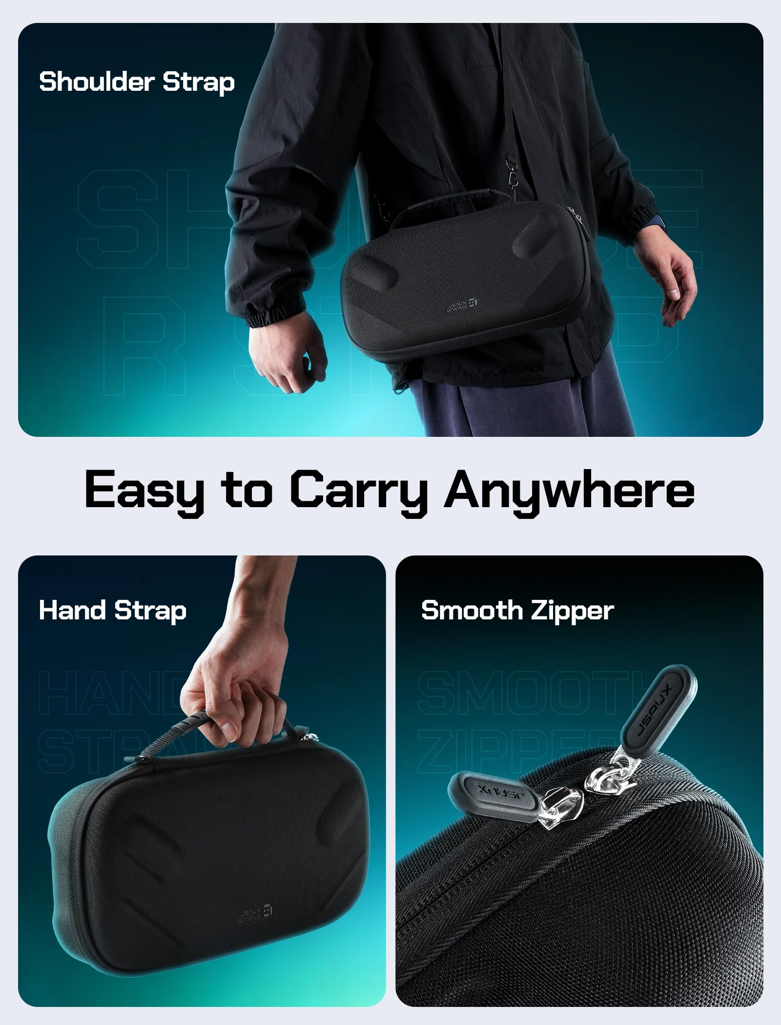 JSAUX Étui de transport pour ROG Xbox Ally / ROG Xbox Ally X (2025) - Coque rigide de protection à deux étages, étui de rangement de voyage portable à double couche pour adaptateur, câble et