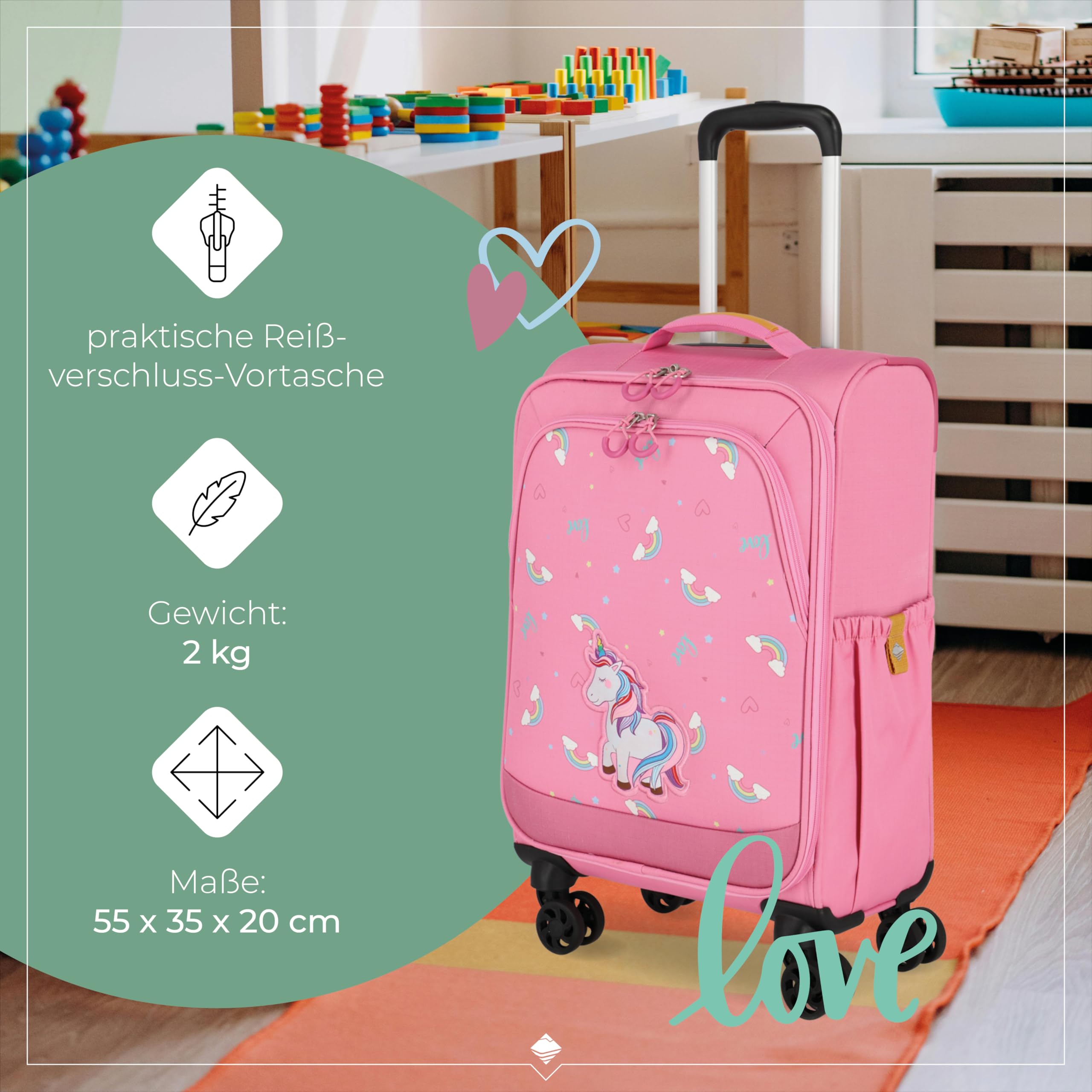 Travelite Kinderkoffer mit 4 Rollen für Mini-Weltentdecker, Handgepäck Kindertrolley MINIMOVER aus recyceltem Polyester, 55 cm, 2,0 kg