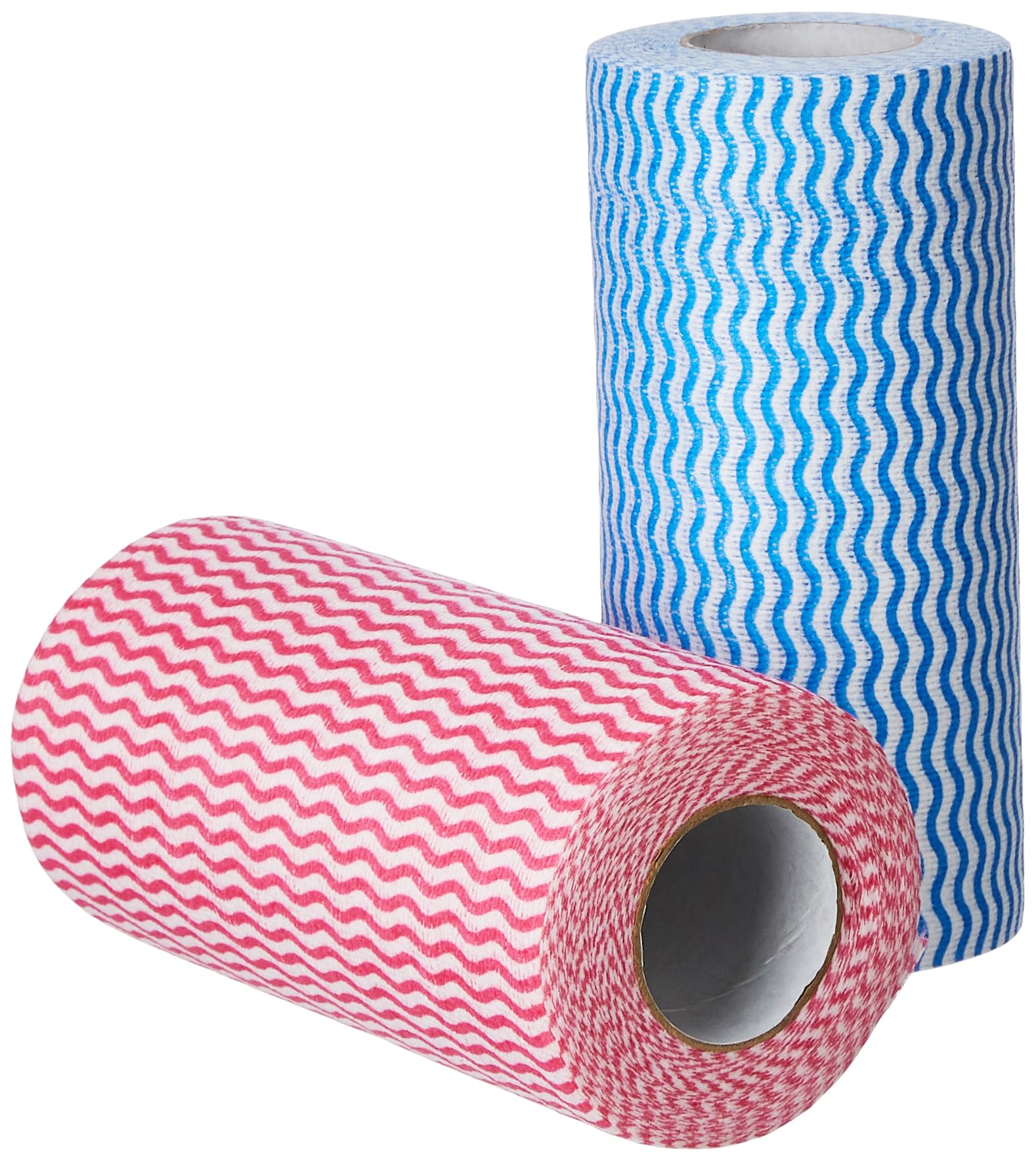 Amazon Brand - Presto! Non-Woven Kitchen Towel Roll | 80 Pulls (Pack of 2) | Size: 23 x 21 cm | Wavy Pattern (Red & Blue) | Washable and Reusable | Highly Absorbent | For Daily Use image 2