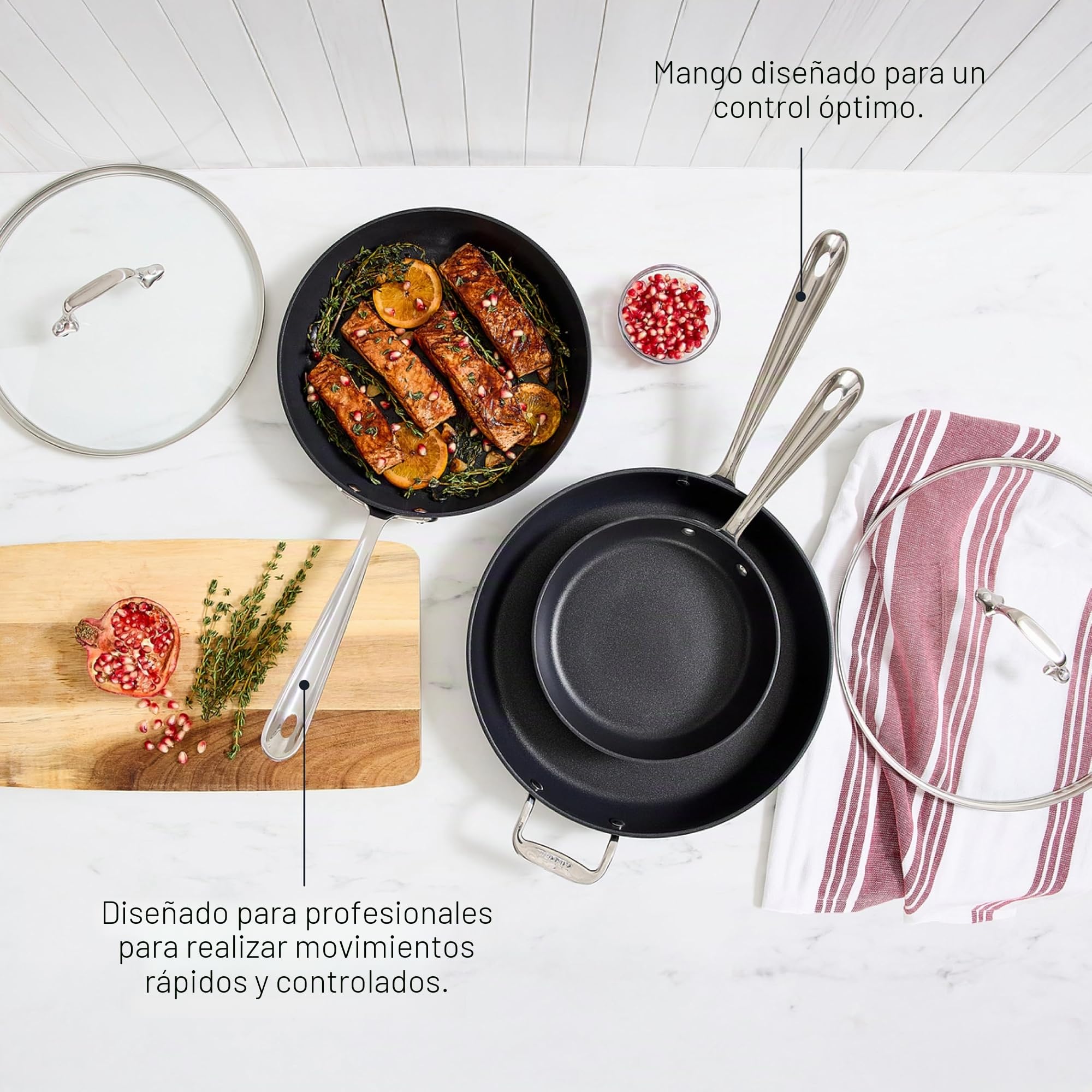 All-Clad 2100090557 E785S264 HA1 - Juego de utensilios de cocina anodizados y antiadherentes (2 piezas, sin PFOA, 20,5 cm), color negro