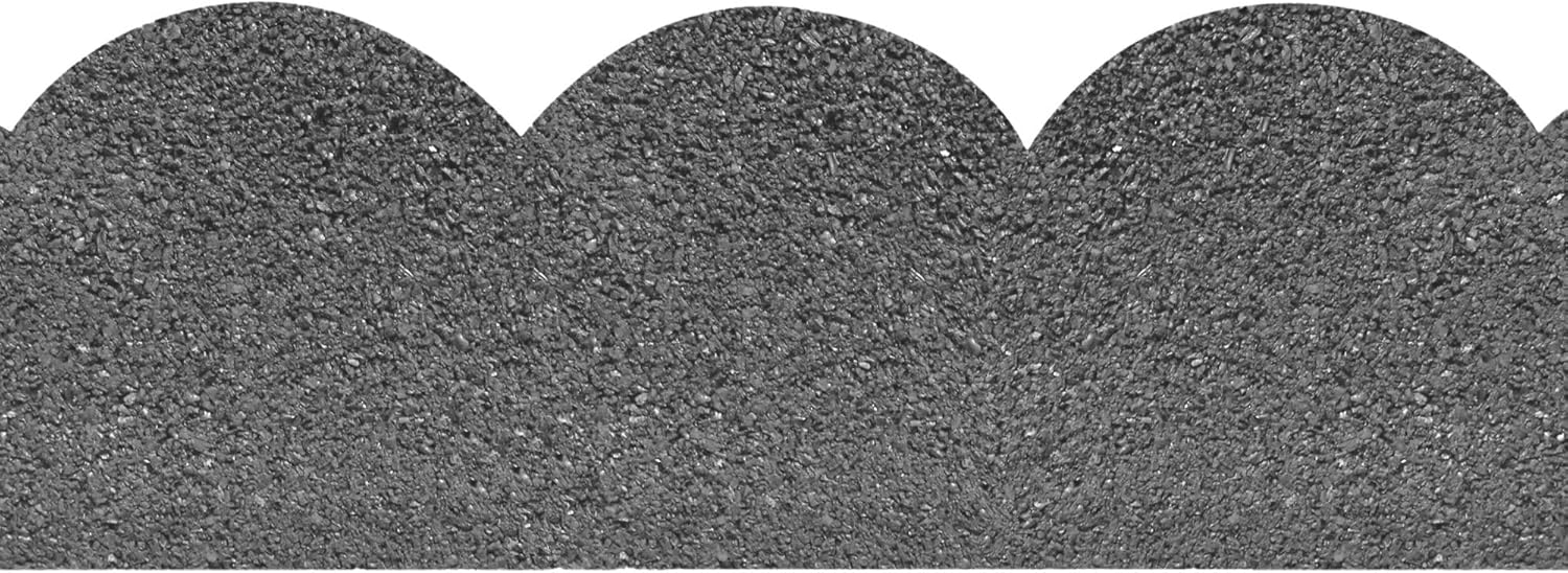 Tierra Verde 4"H x 47"L x 2"D Scallop Recycled Rubber Garden Landscape Border - Flexible Dig-Free Edging for Gardens & Flower Beds, Grey, 2-Pack