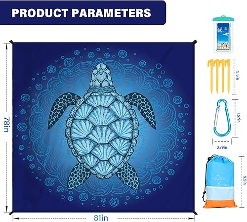 Miniatura 7 de Beach Blanket Oversized Extra Large 78" X 81",Waterproof Sandproof Beach Blanket 1-7 Adults Lightweight Durable for Travel Camping Hiking Picnic