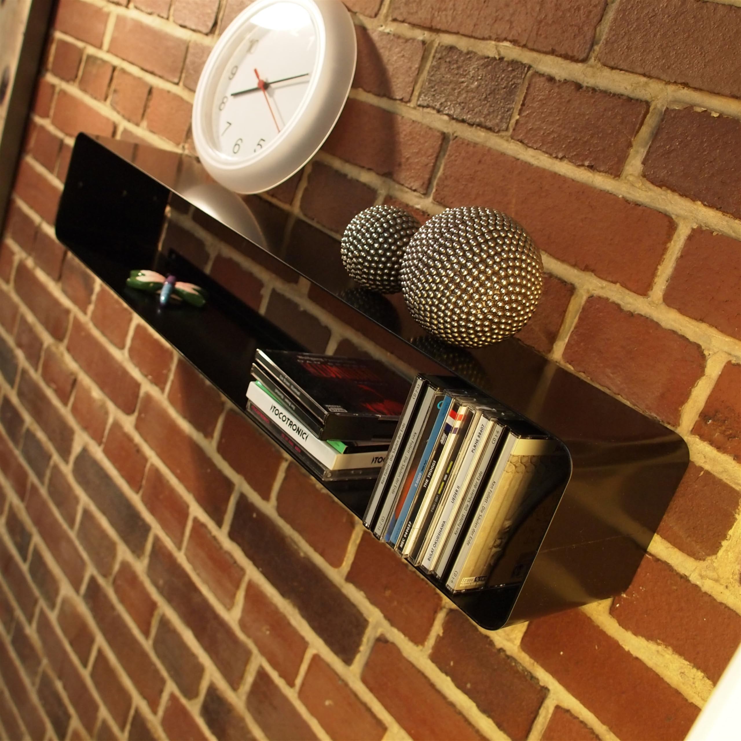 Design CD-REK | zilver, Lounge Tower, 138x20 cm (HxB), gemaakt van metaal en glas, opbergruimte voor ca. 126 CDs | Retro CD opslag, staand rek | Kleur: zilver