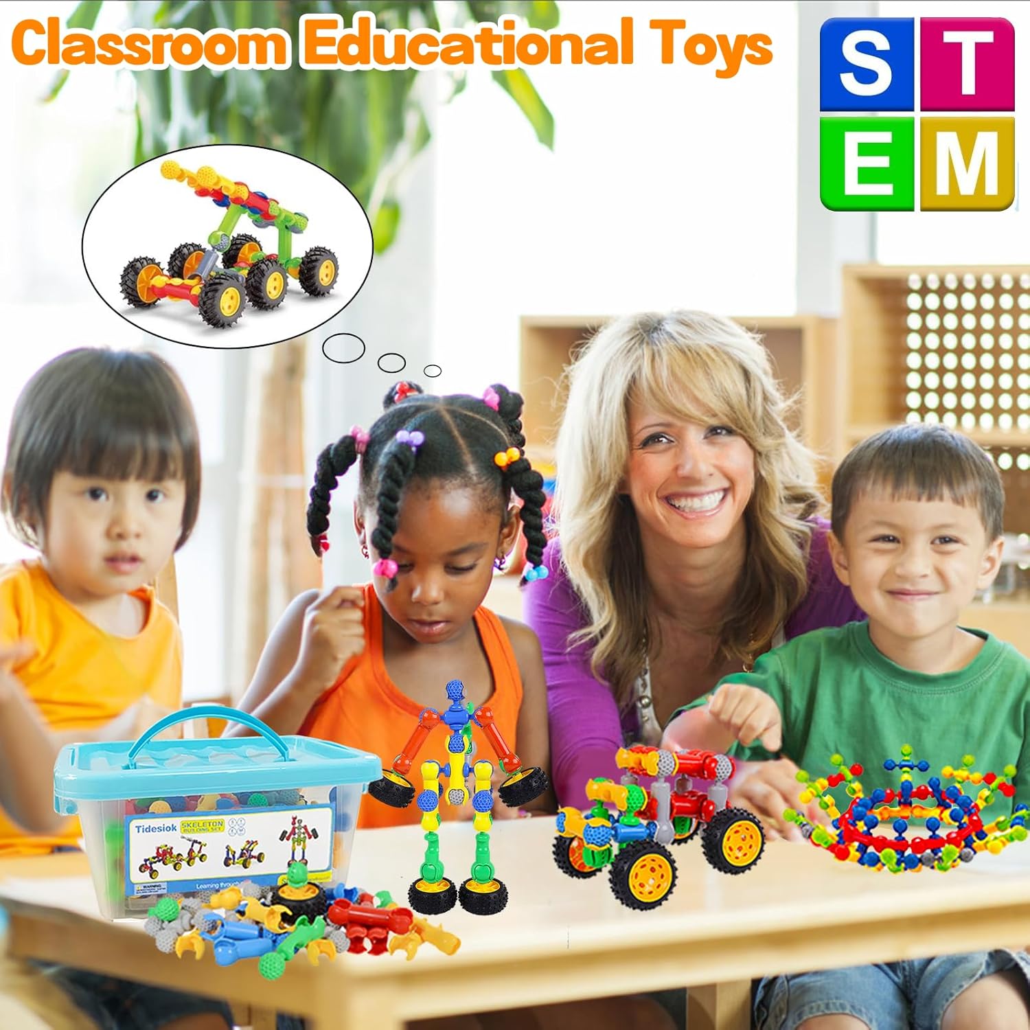 STEM Building Toys for 3 4 5 6 7 8+ Year Old Boys Girls, 125 PCS Building Blocks Stem Toy for Boys Age 3-5 4-6 6-8, Kids Educational Learning Game with Large Storage Box image 3 of 7 B0DRW67WD1