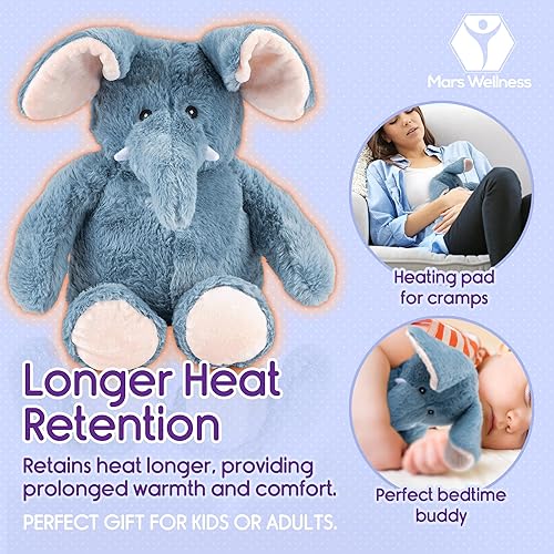 Miniatura 7 de Elefante de peluche con aroma a lavanda para microondas, animales de peluche calentados, terapia caliente o fría, compañero de cama, compañero de