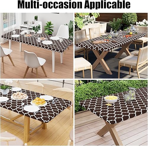 Miniatura 140 de Smiry - Mantel rectangular para mesa de pícnic, impermeable, elástico, ajustable para mesas de 6 pies de vinilo con parte trasera de franela Verde