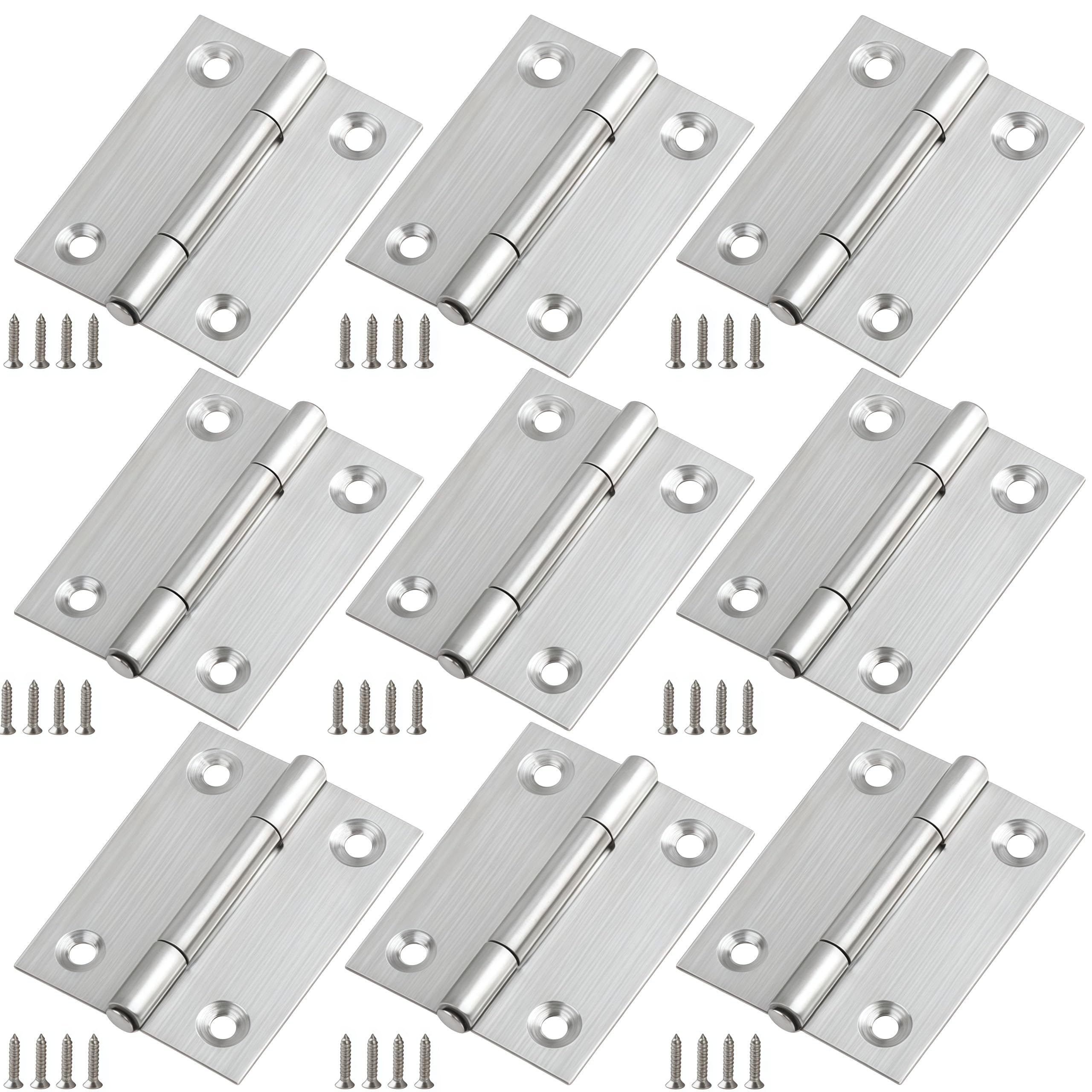 Vbnexyr Regular 9 Pack Stainless Steel Cabinet Folding Hinges For Wooden Doors And Small Cabinets Smooth Opening And Closing Suitable For Jewelry Wooden Items And Chests 201 Stainless Steel Standard 2 Inch Model